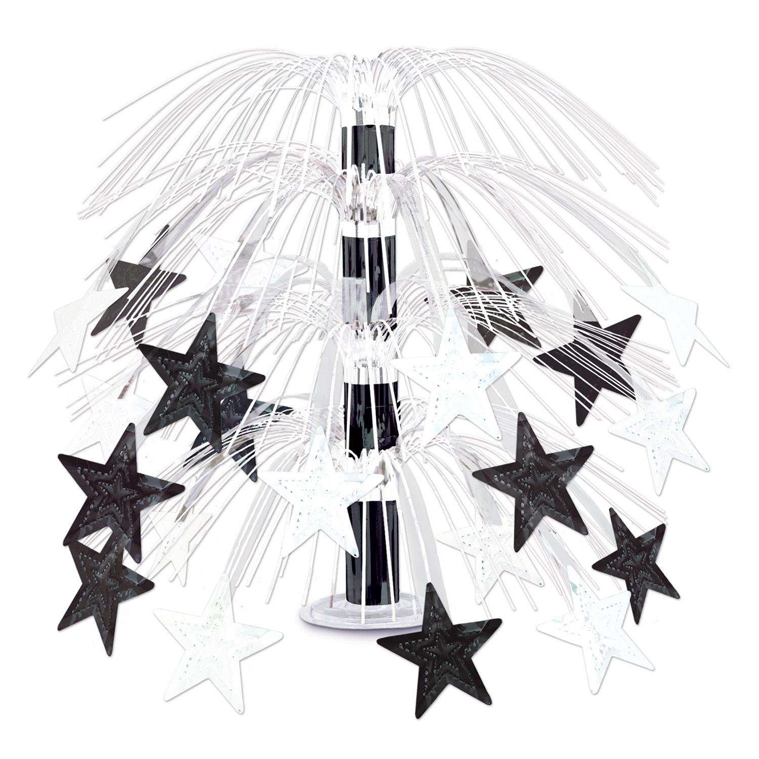 New Year's Eve Star Cascade Centerpiece - black & white