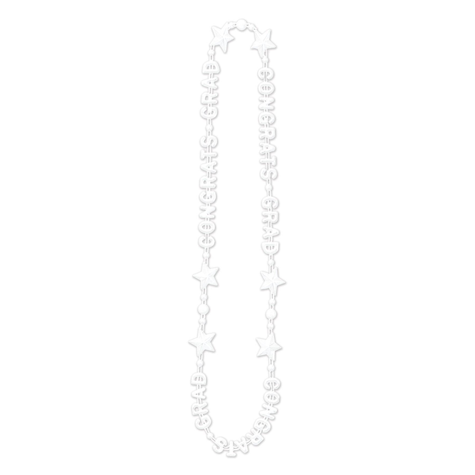 Congrats Grad Graduation Party Bead Necklaces - white