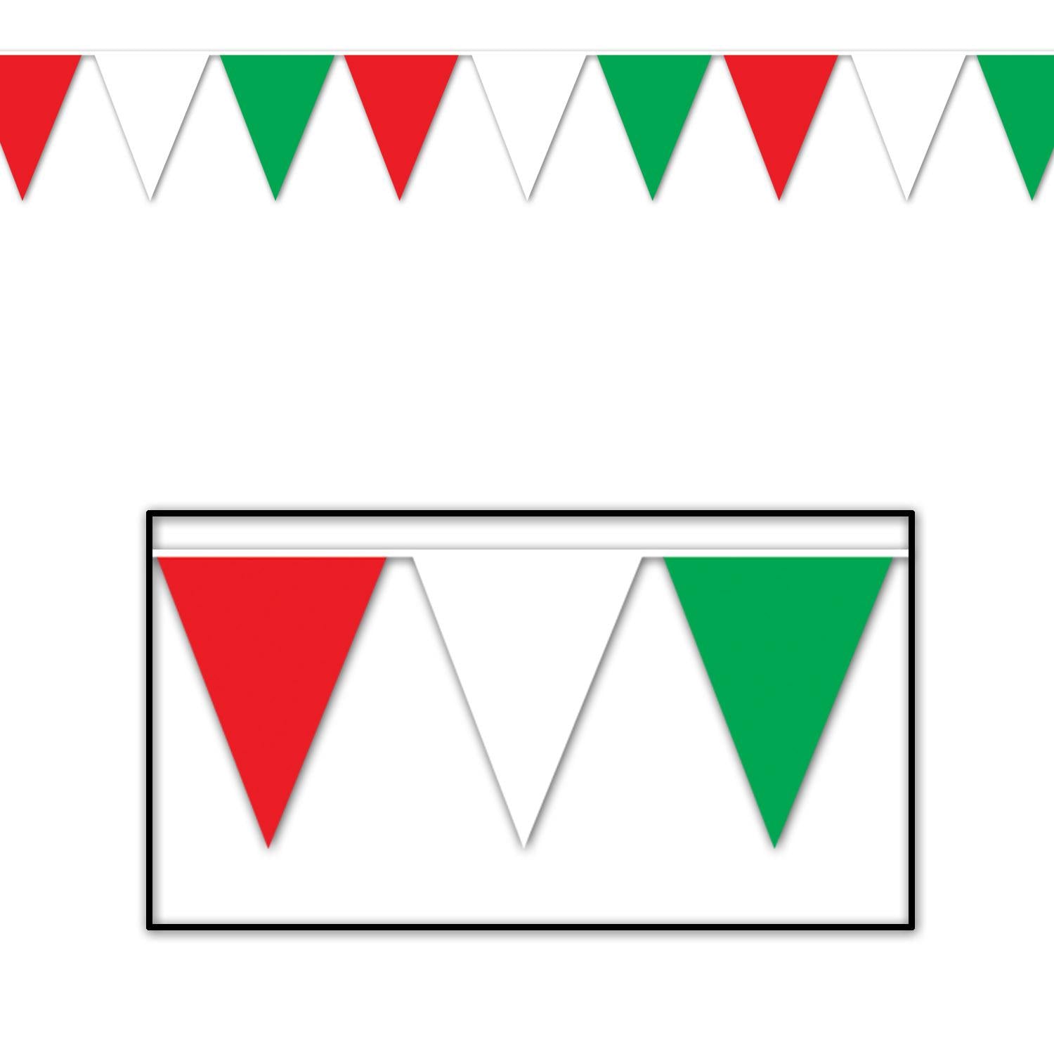 120 ft. Beistle Red - White & Green Party Pennant Banner