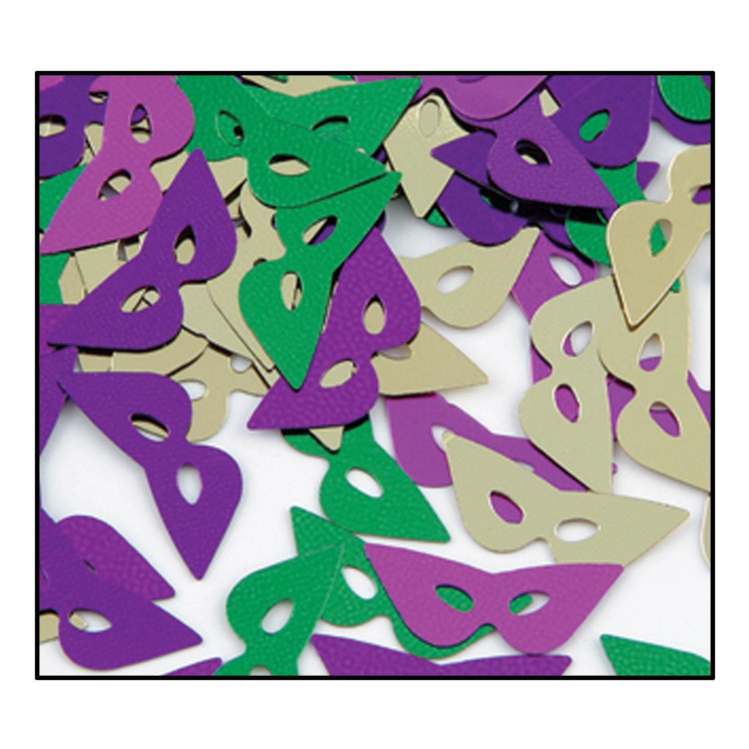 Confetti Mardi Gras Masks Assorted gold - green - purple (1 Oz/Pkg)