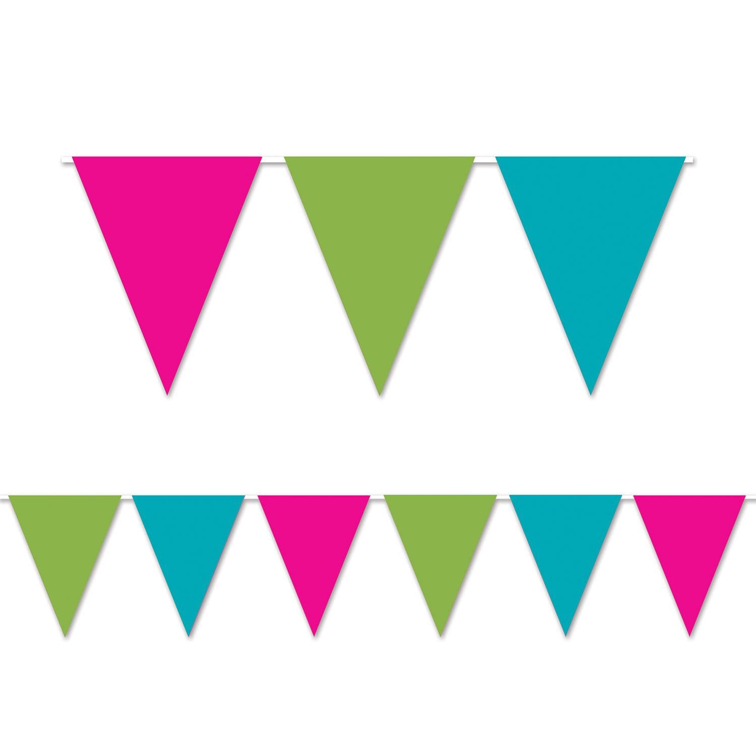 Luau Party Cerise, Lime Green & Turquoise Pennant Banner