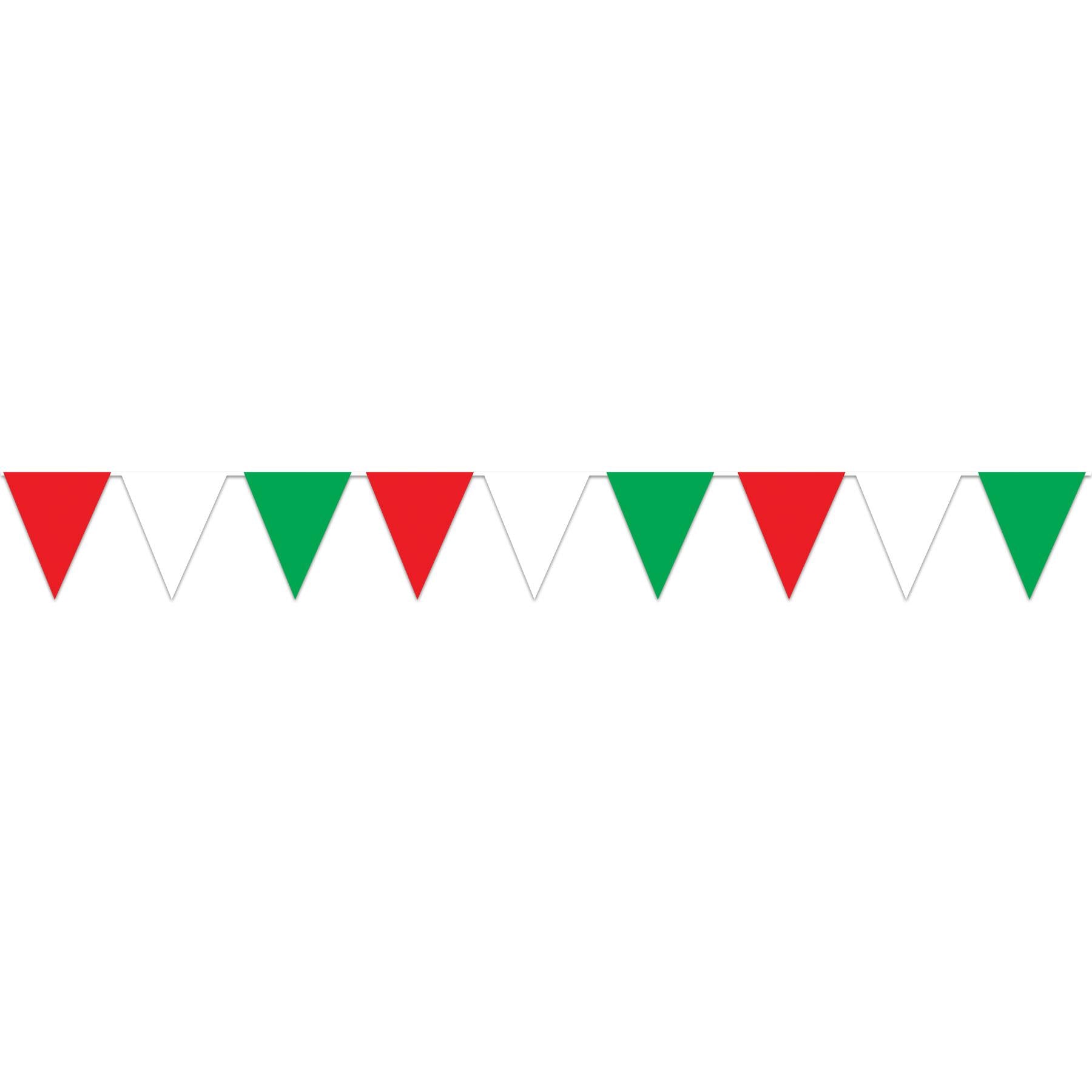 12 ft. Beistle Red - White & Green Party Pennant Banner