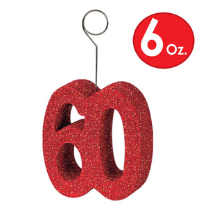 Red Glittered ''60'' Photo/Balloon Holder