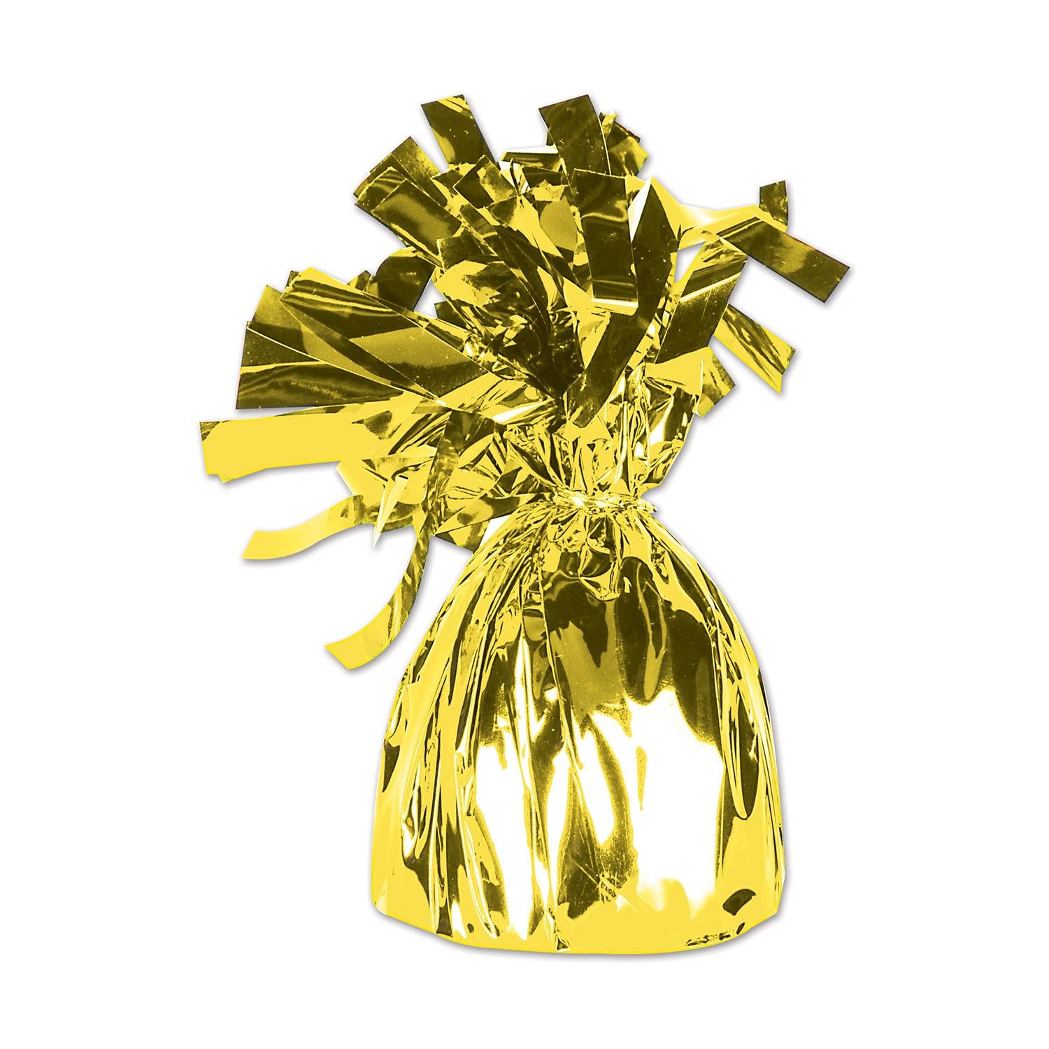 Metallic Wrapped Party Balloon Weight - yellow cellophane