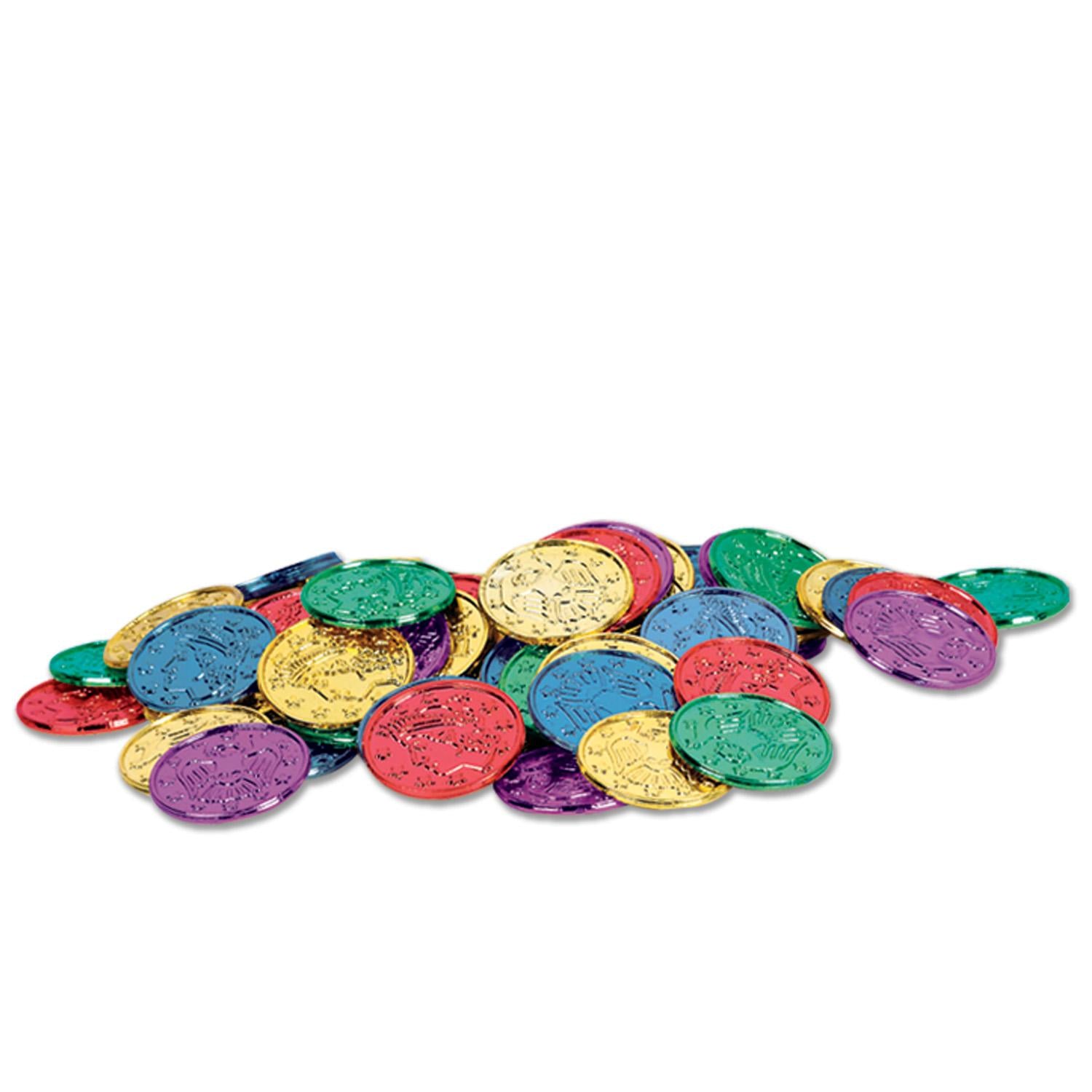 Beistle Plastic Party Coins - Assorted colors (100/Pkg)