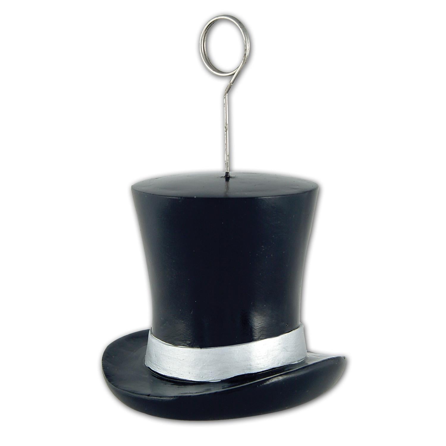 New Year's Eve Top Hat Photo/Balloon Holder - black & silver