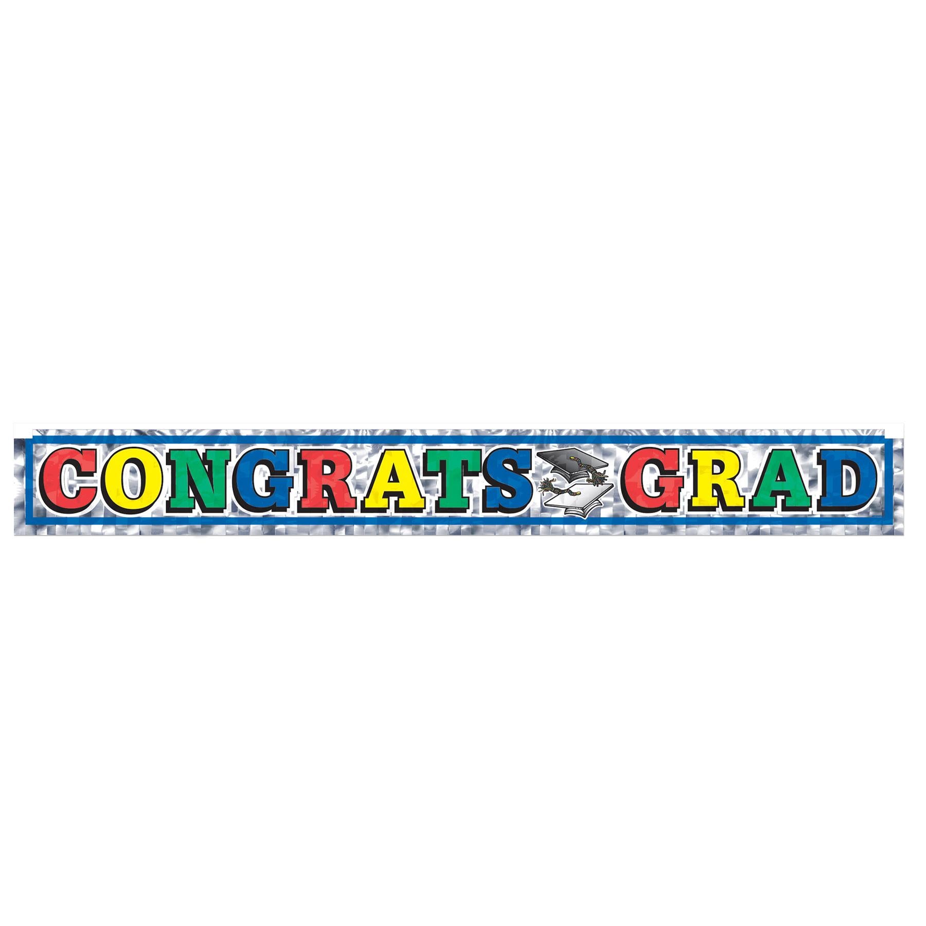 Metallic Congrats Grad Graduation Party Fringe Banner