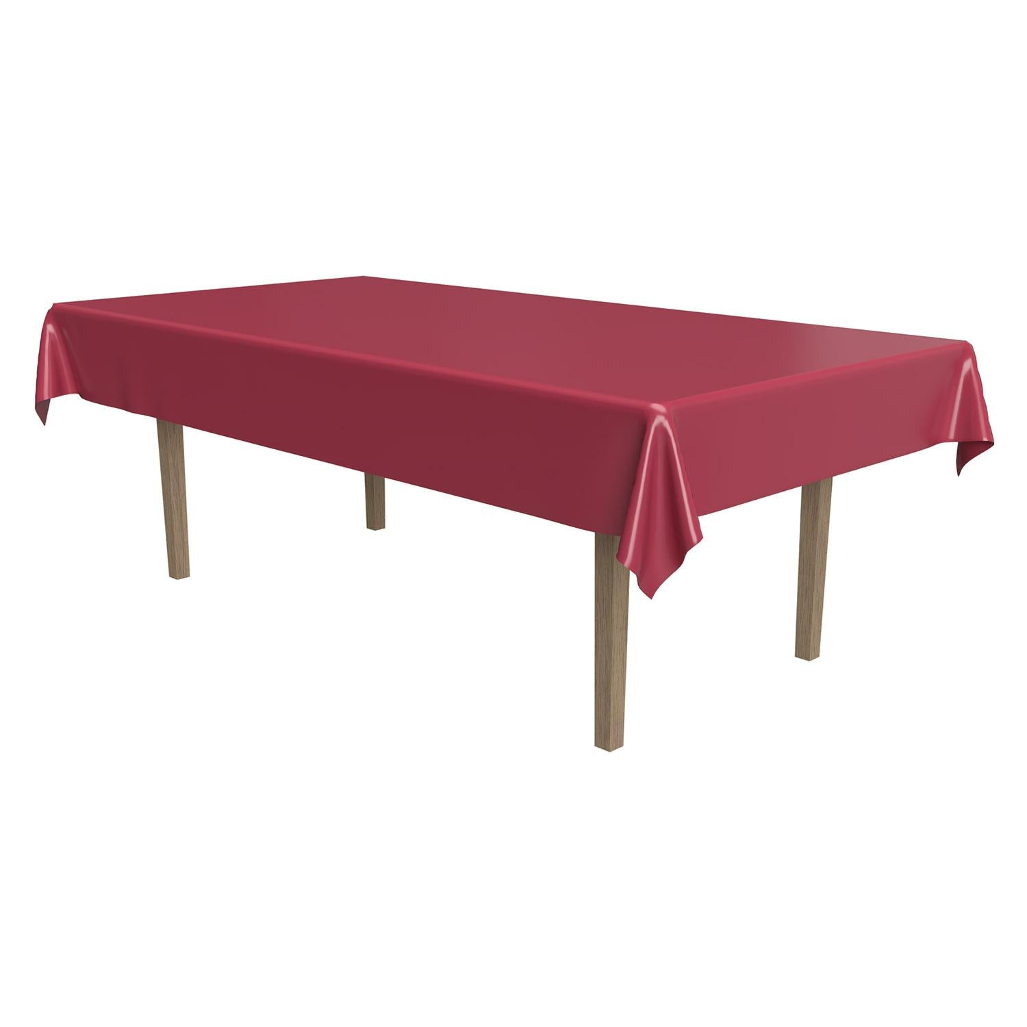 Beistle Plastic Rectangular Party Tablecover - burgundy