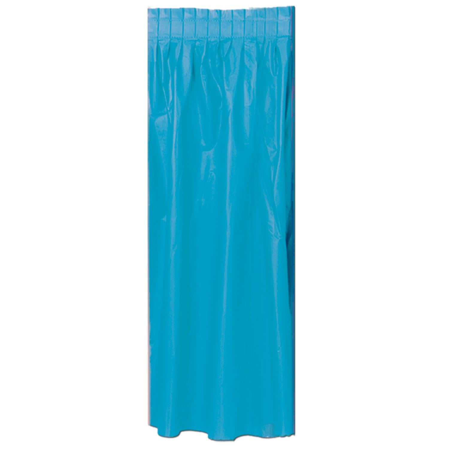 Plastic Party Table Skirt - turquoise - self-adhesive