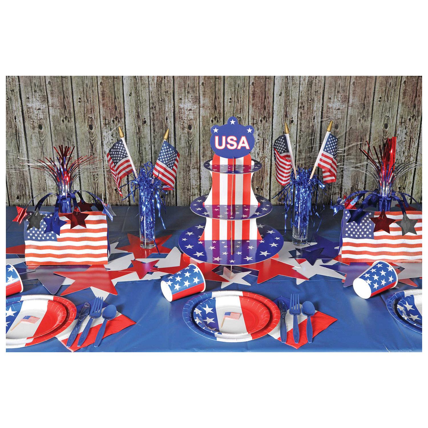 American Flag - Fabric - with 10.5 spear-tipped wooden stick