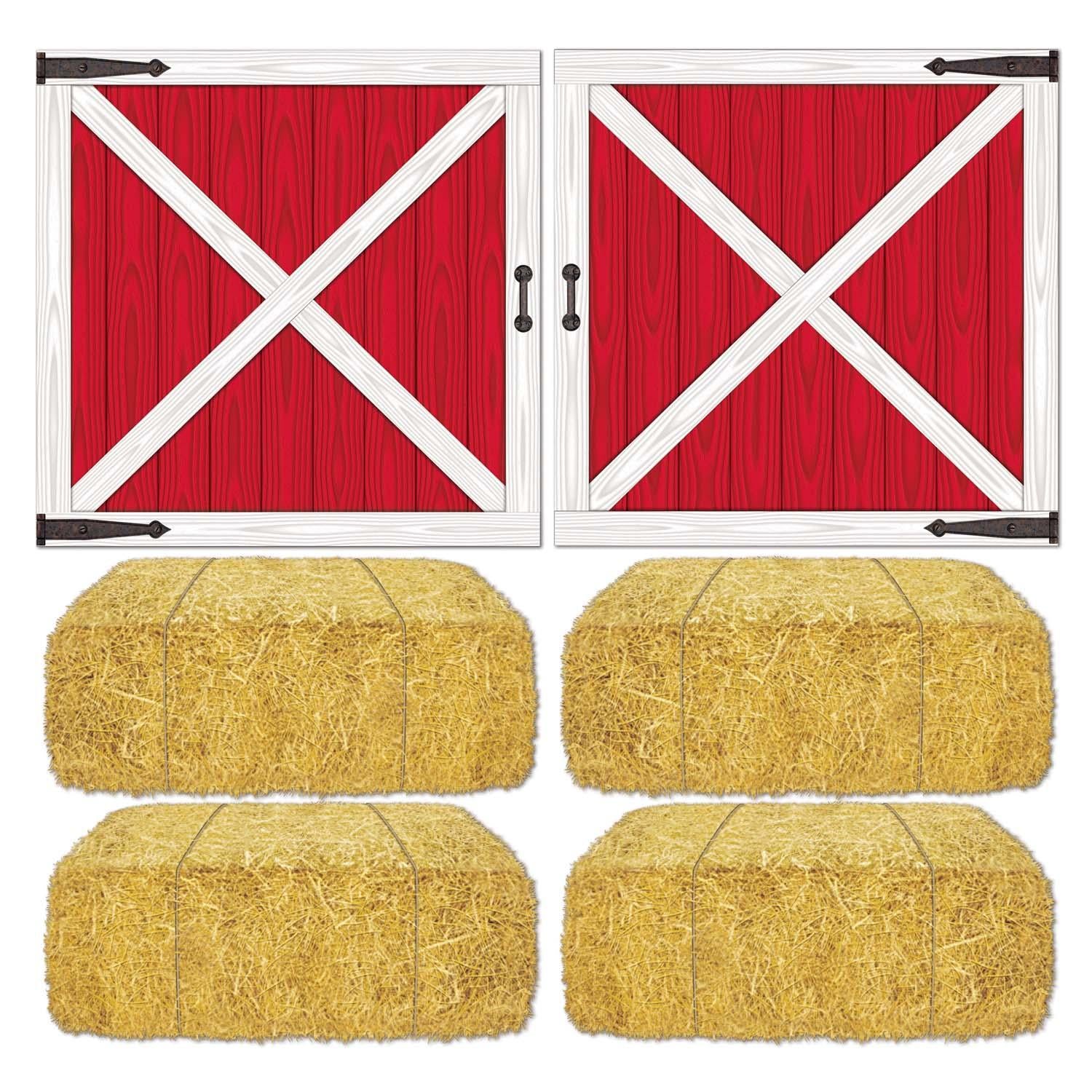 Barn Loft Door & Hay Bale Printed Party Props (6/Pkg)