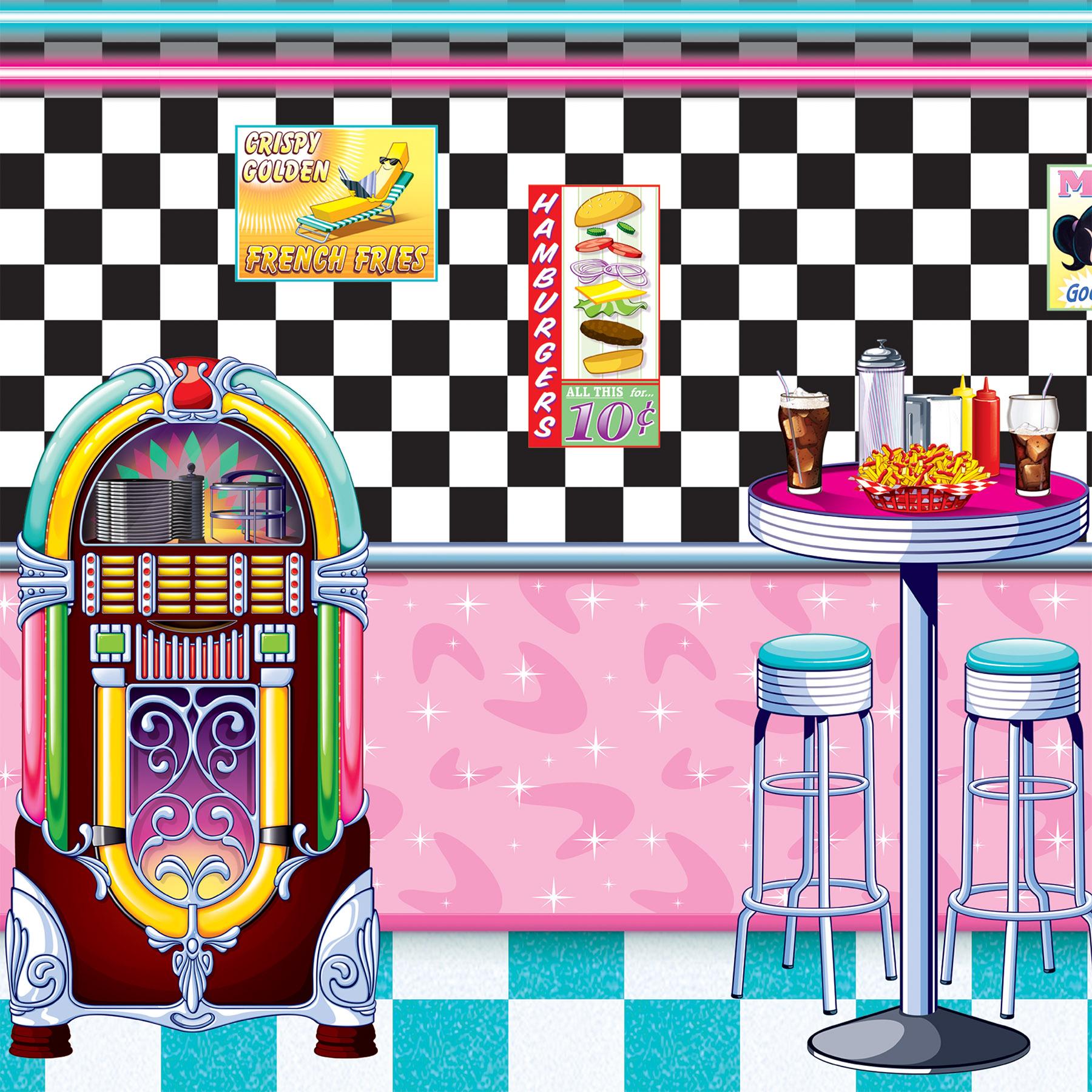 Beistle 50's Soda Shop Party Backdrop