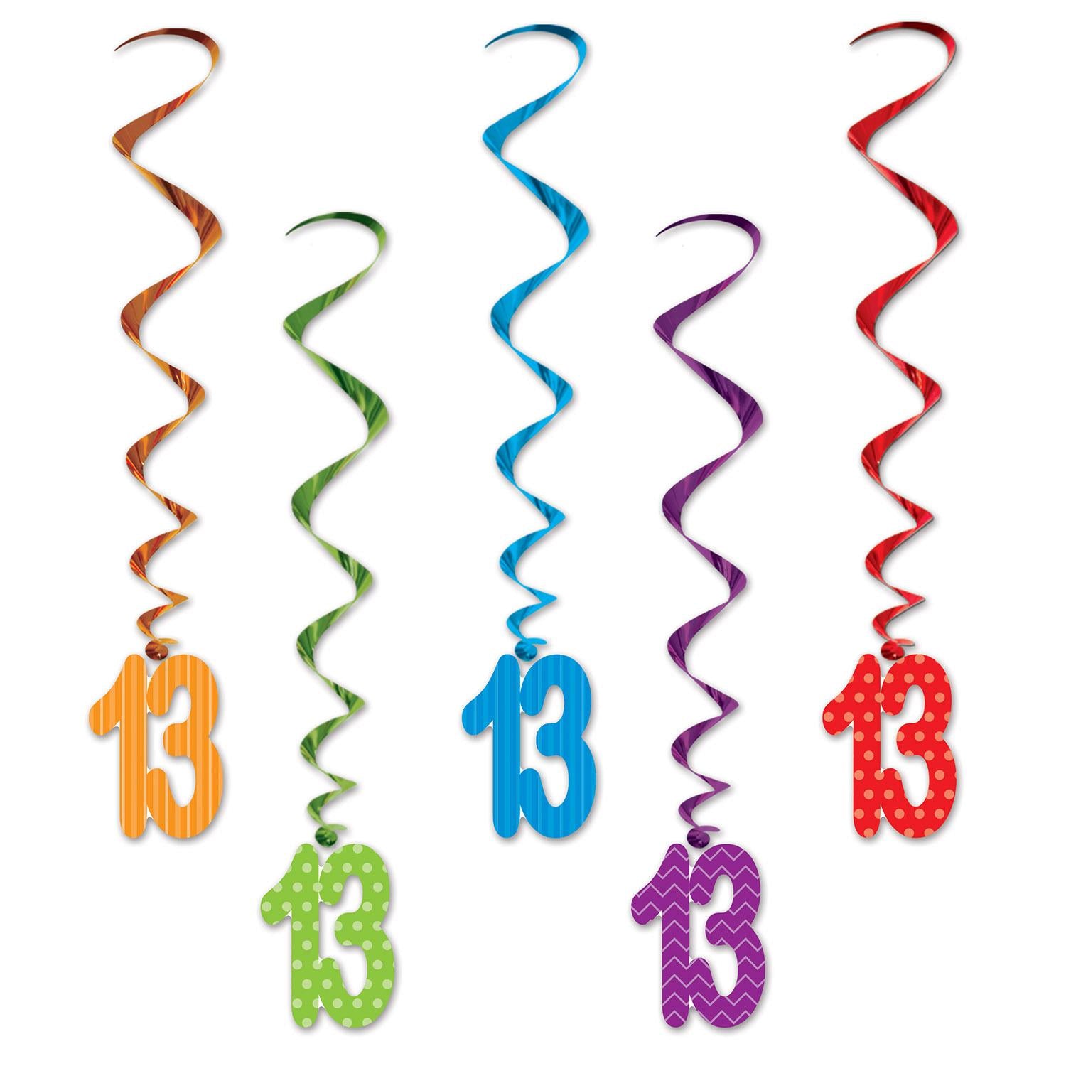 Beistle 13th Birthday Party Whirls (5/Pkg)