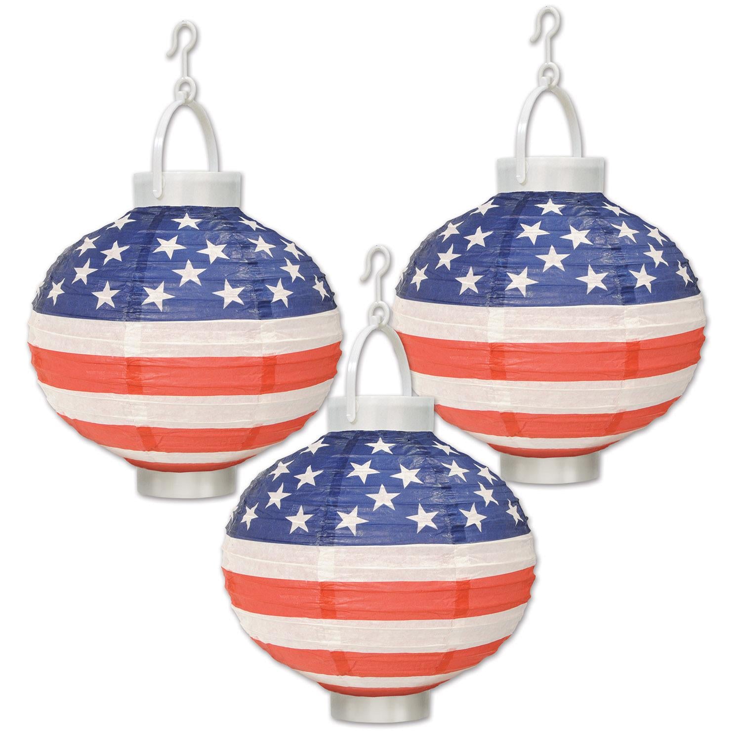 Beistle Light-Up Patriotic Party Paper Lanterns (3/Pkg)