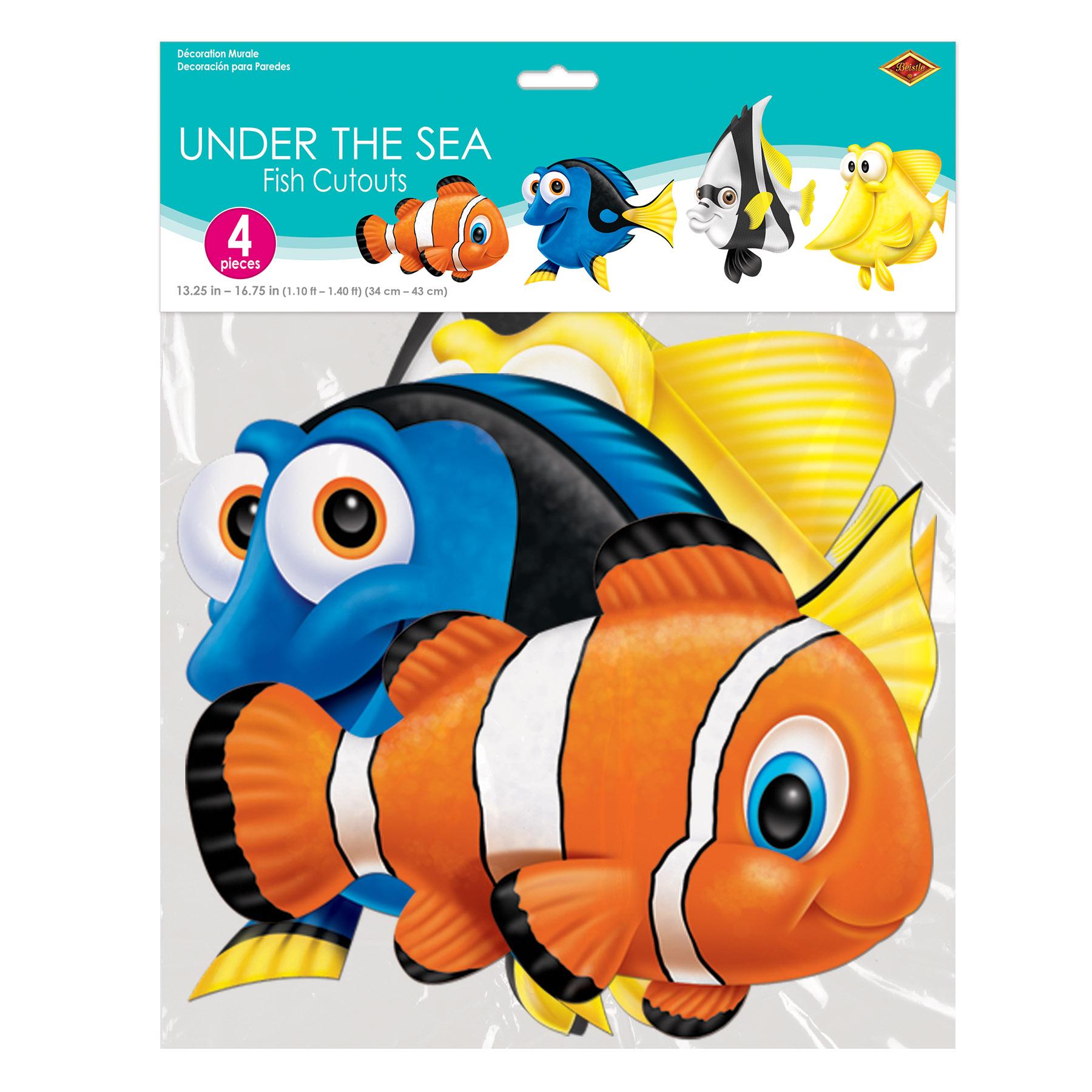 16.75 Inch- Under The Sea Fish Party Cutouts (4/Pkg)