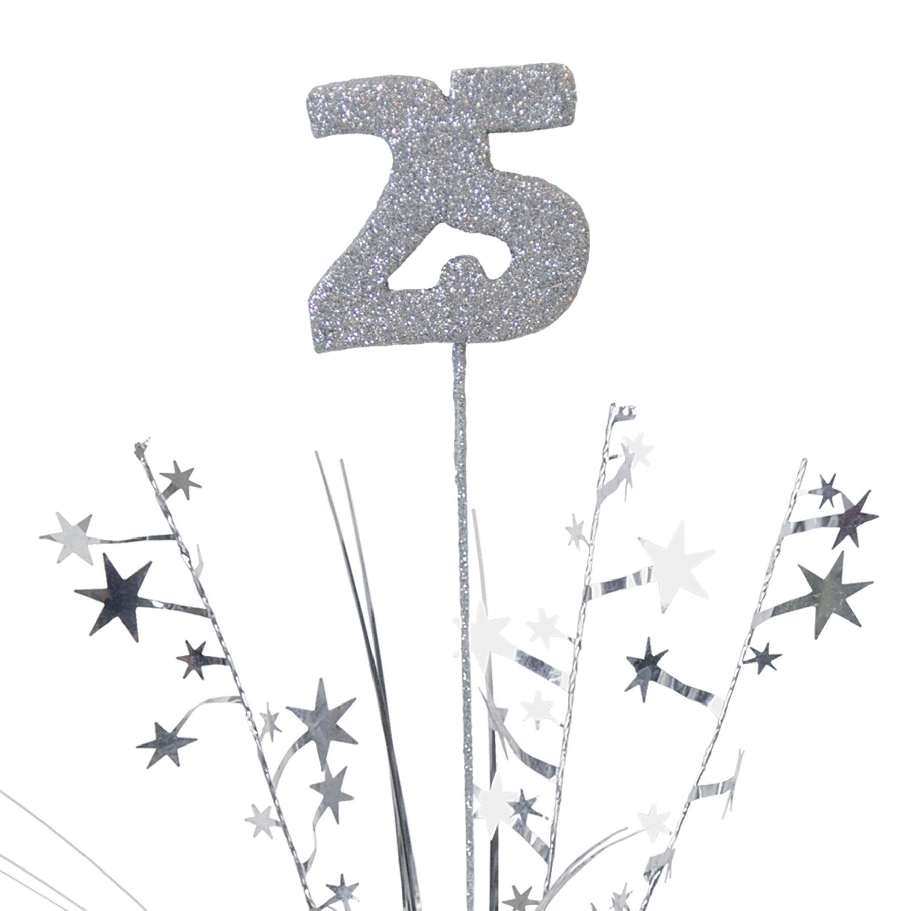 Beistle Glittered 25th Anniversary  Metallic Star Spray