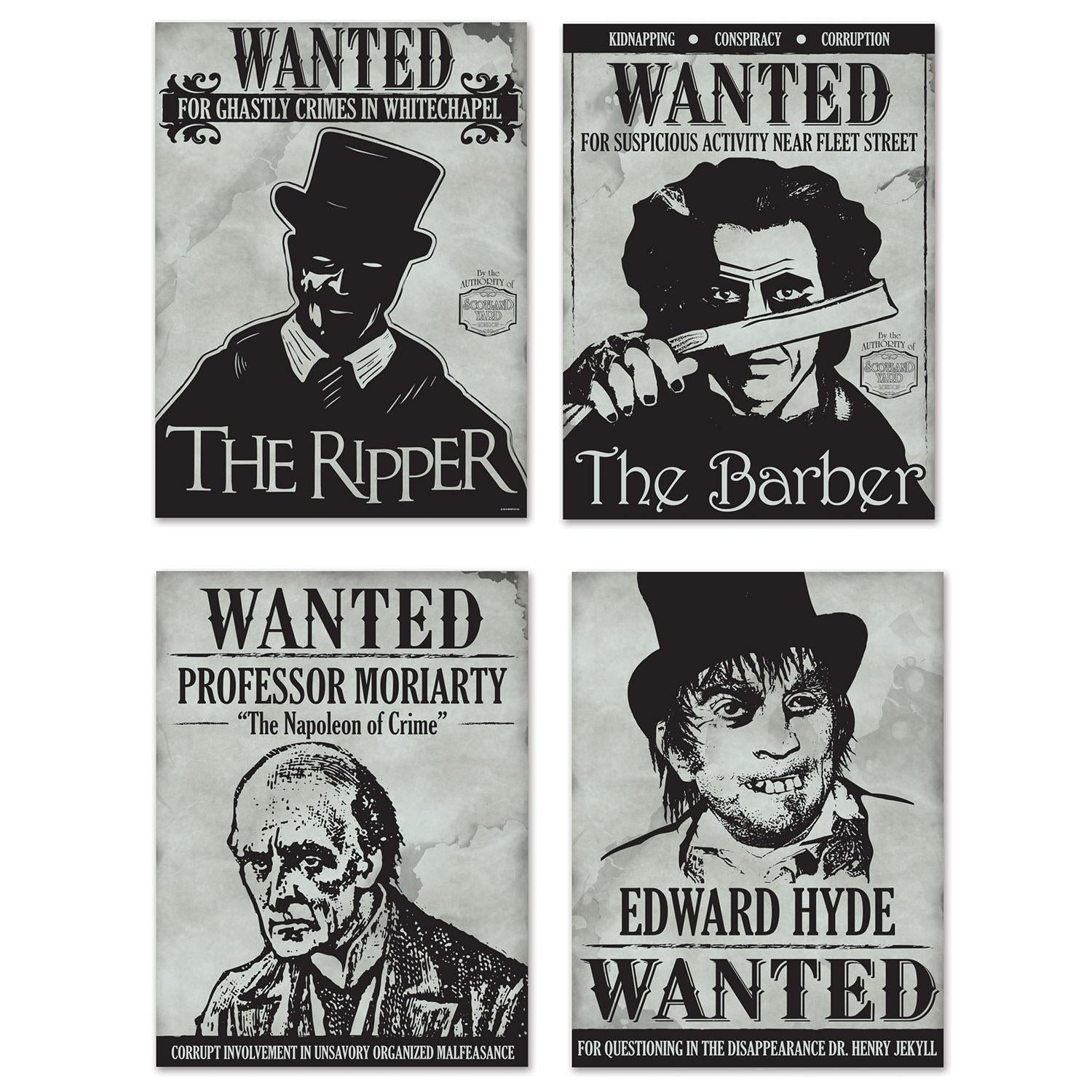 Beistle Sherlock Holmes Party Wanted Sign Cutouts (4/Pkg)