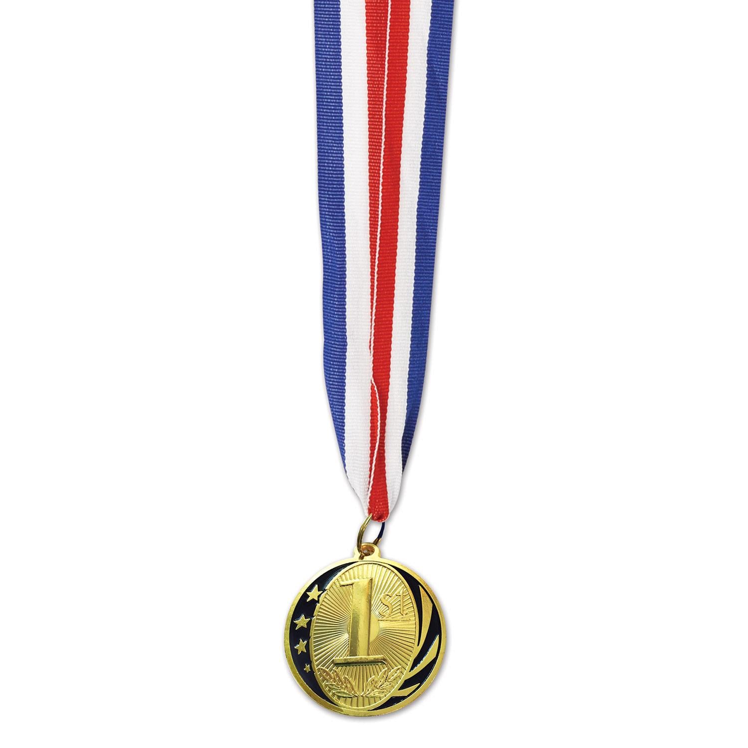 Beistle 1st Place Medal with Ribbon - gold