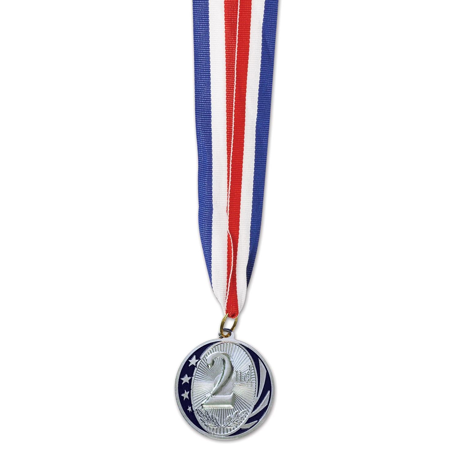 Beistle 2nd Place Medal with Ribbon - silver