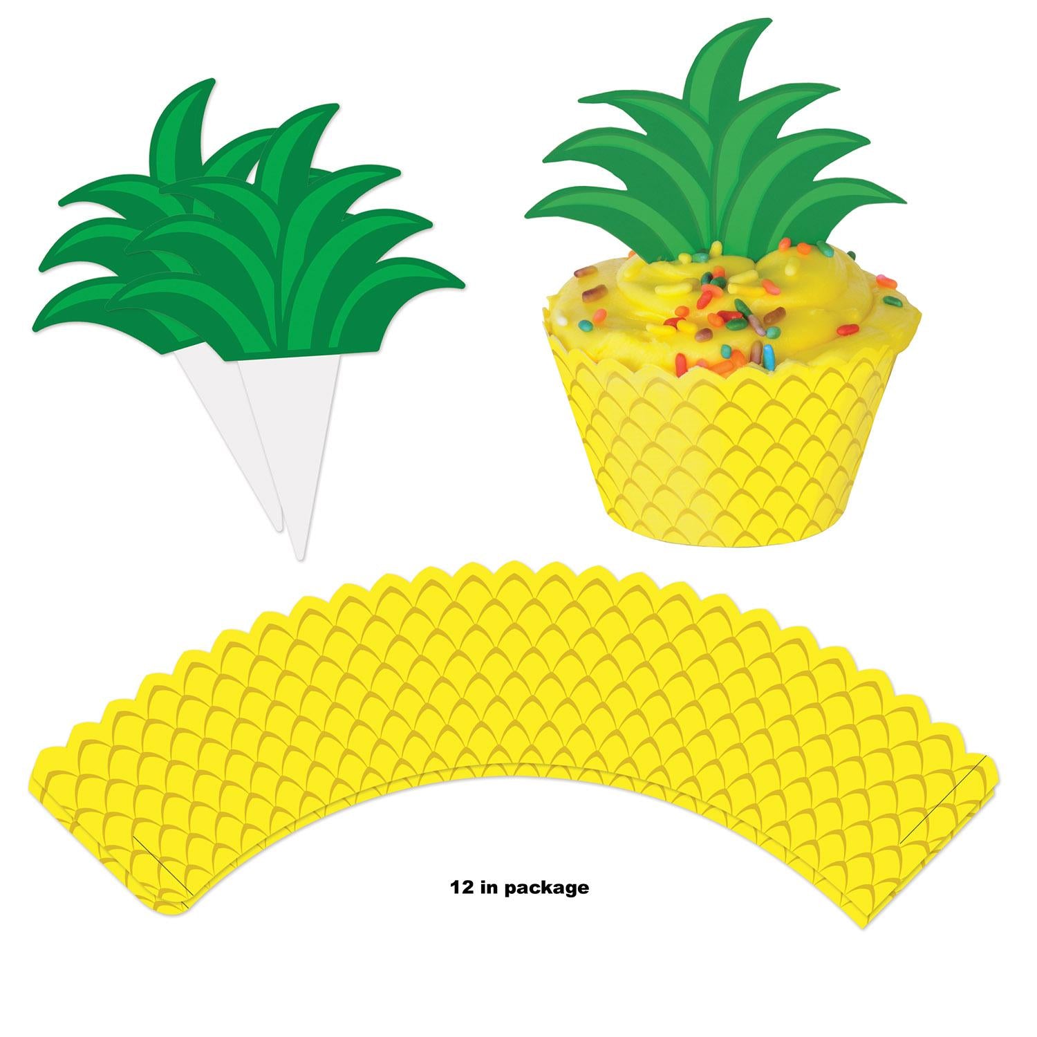 Beistle Luau Party Pineapple Cupcake Wrappers (12/Pkg)