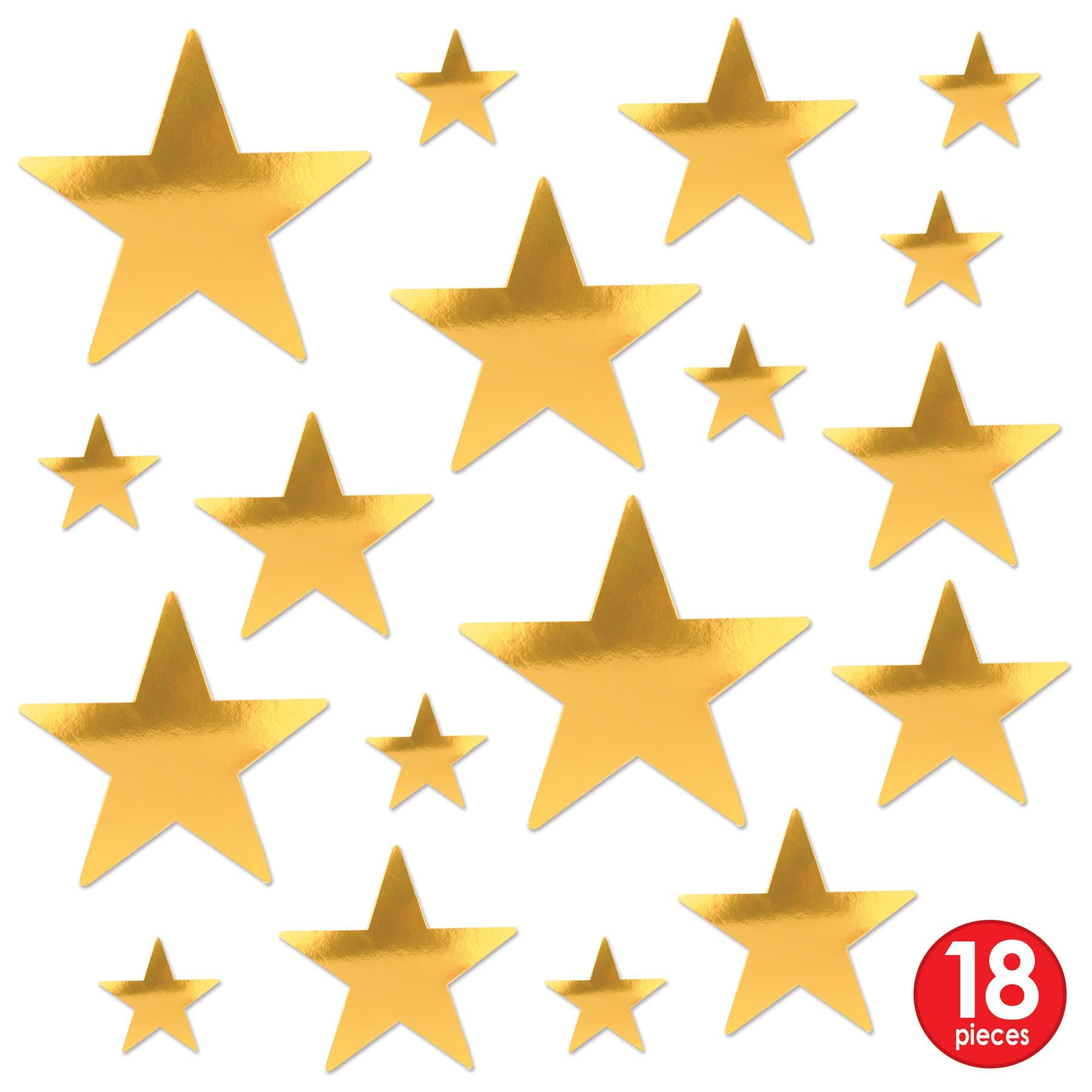 Packaged Party Foil Star Cutouts gold (9 per Package)