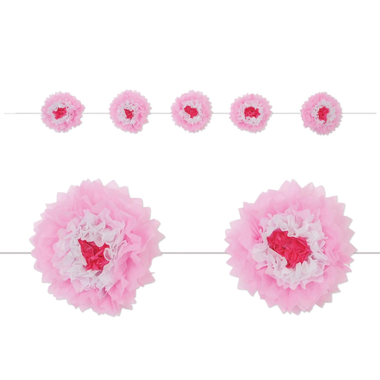 Beistle Tissue Flower Garland - pink & white