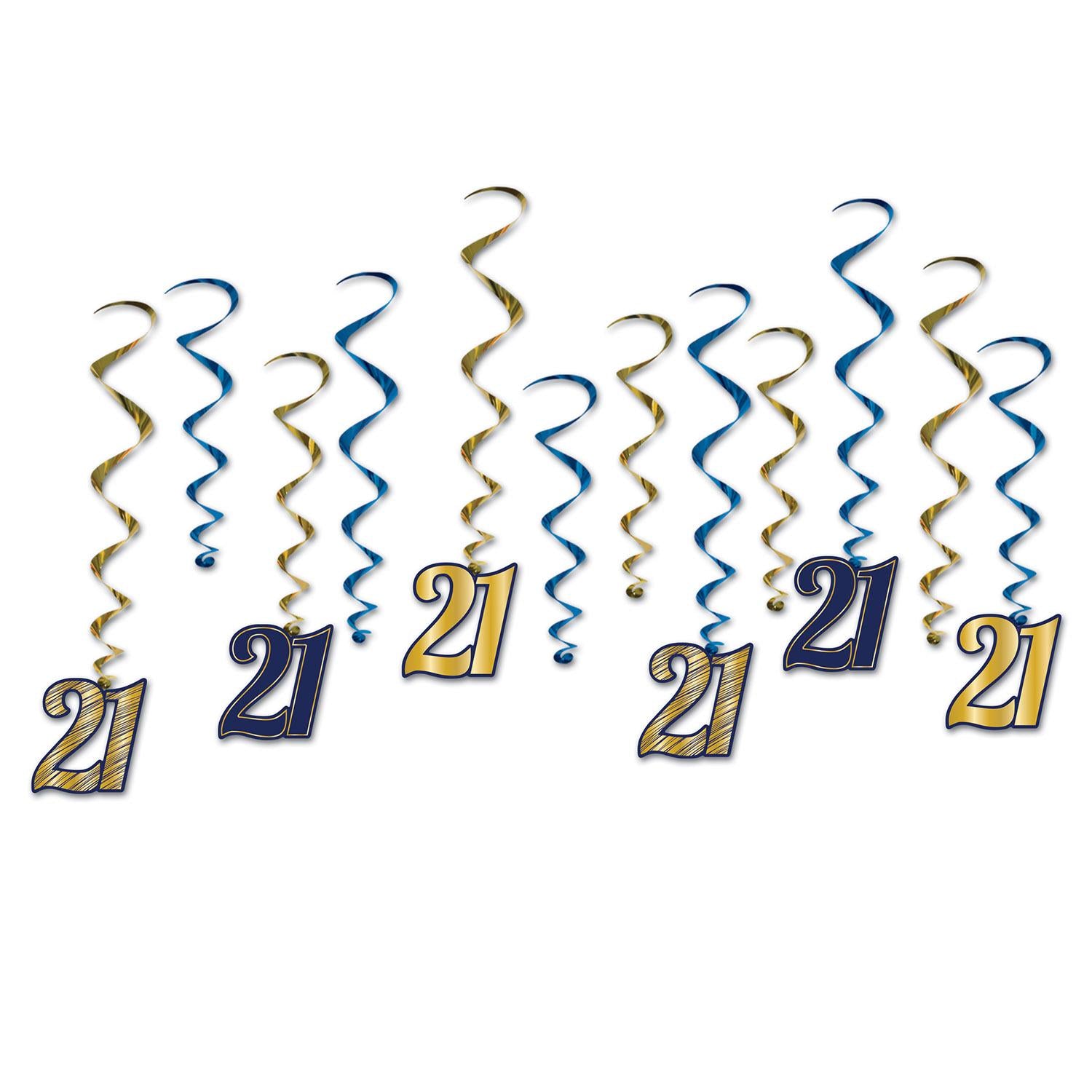 Beistle 21st Birthday Party Whirls (12/Pkg)