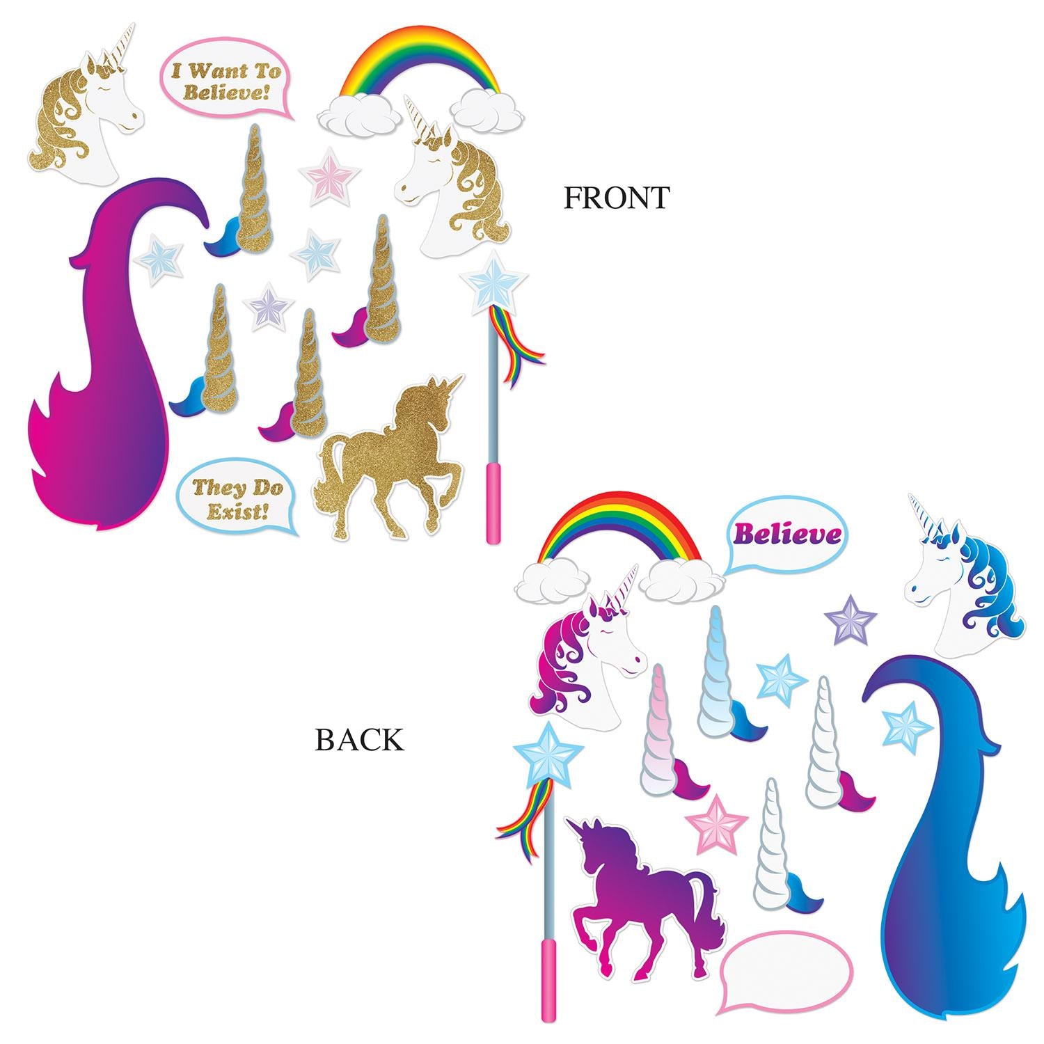 Beistle Unicorn Glittered Party Photo Fun Signs (16/Pkg)