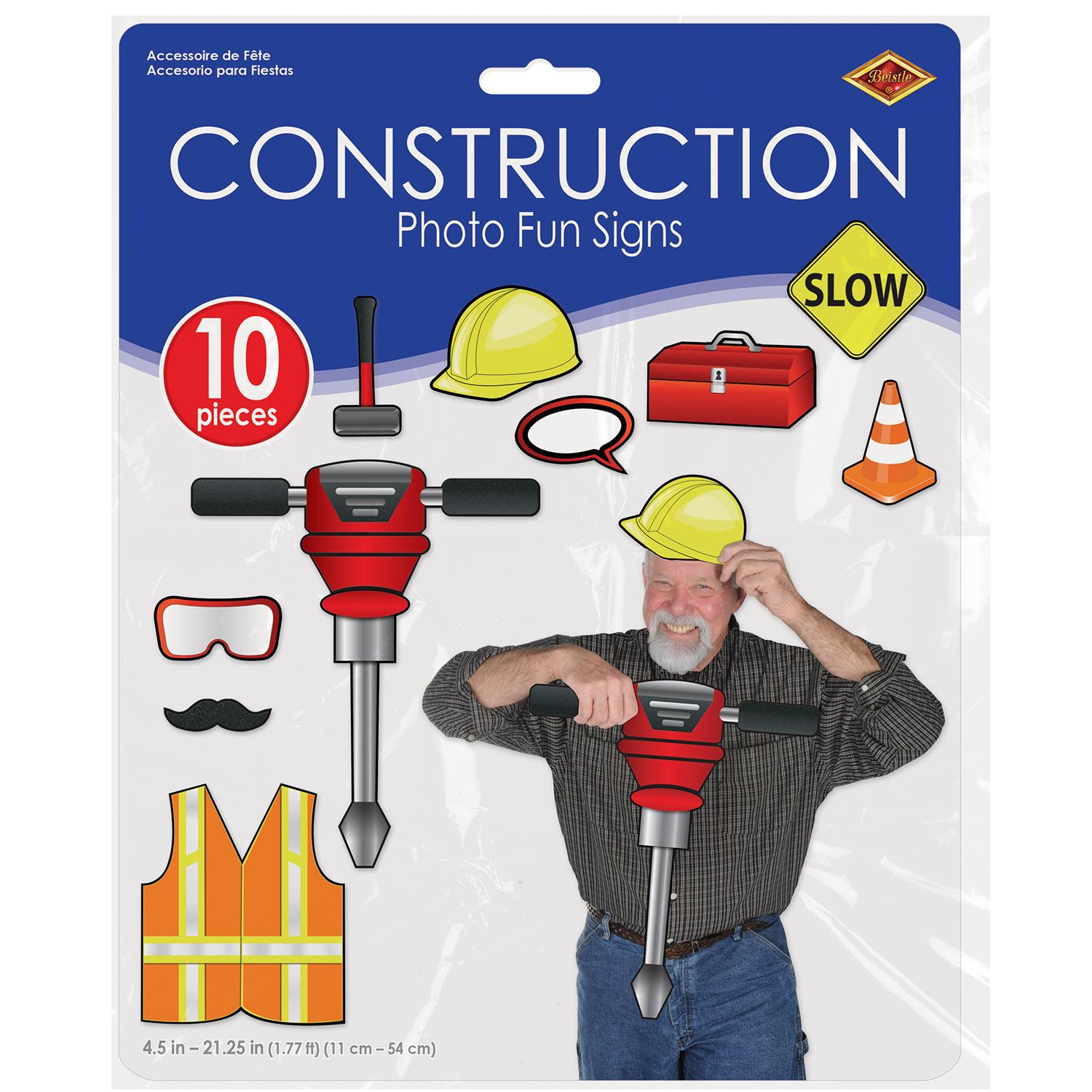 Beistle Construction Party Photo Fun Signs (10/Pkg)