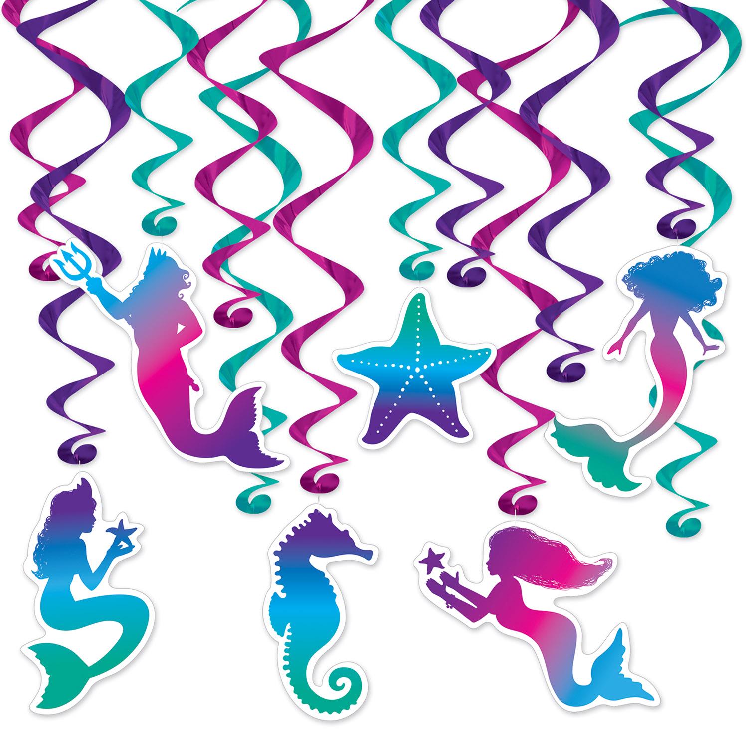 Beistle Mermaid Party Whirls (12/Pkg)