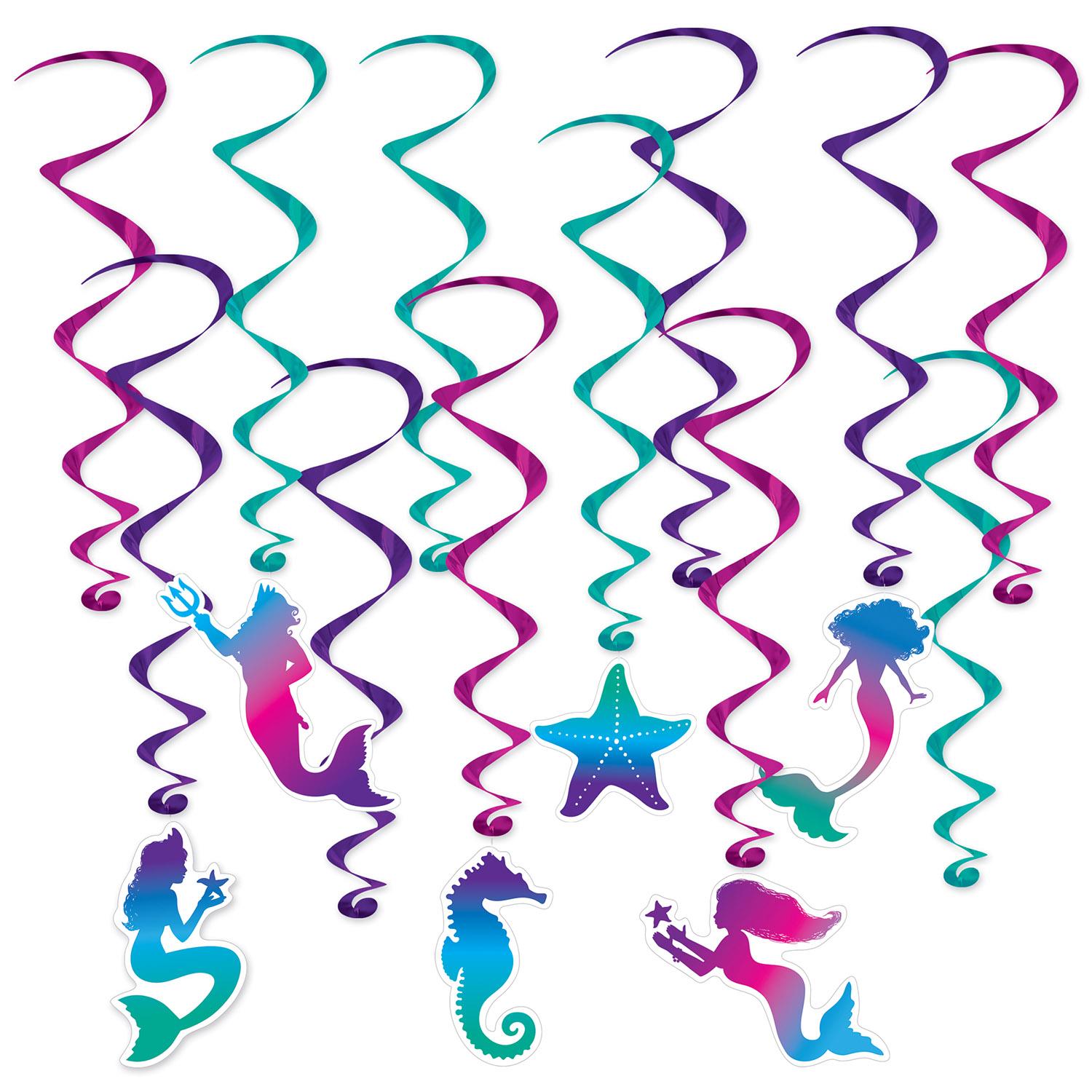 Beistle Mermaid Party Whirls (12/Pkg)