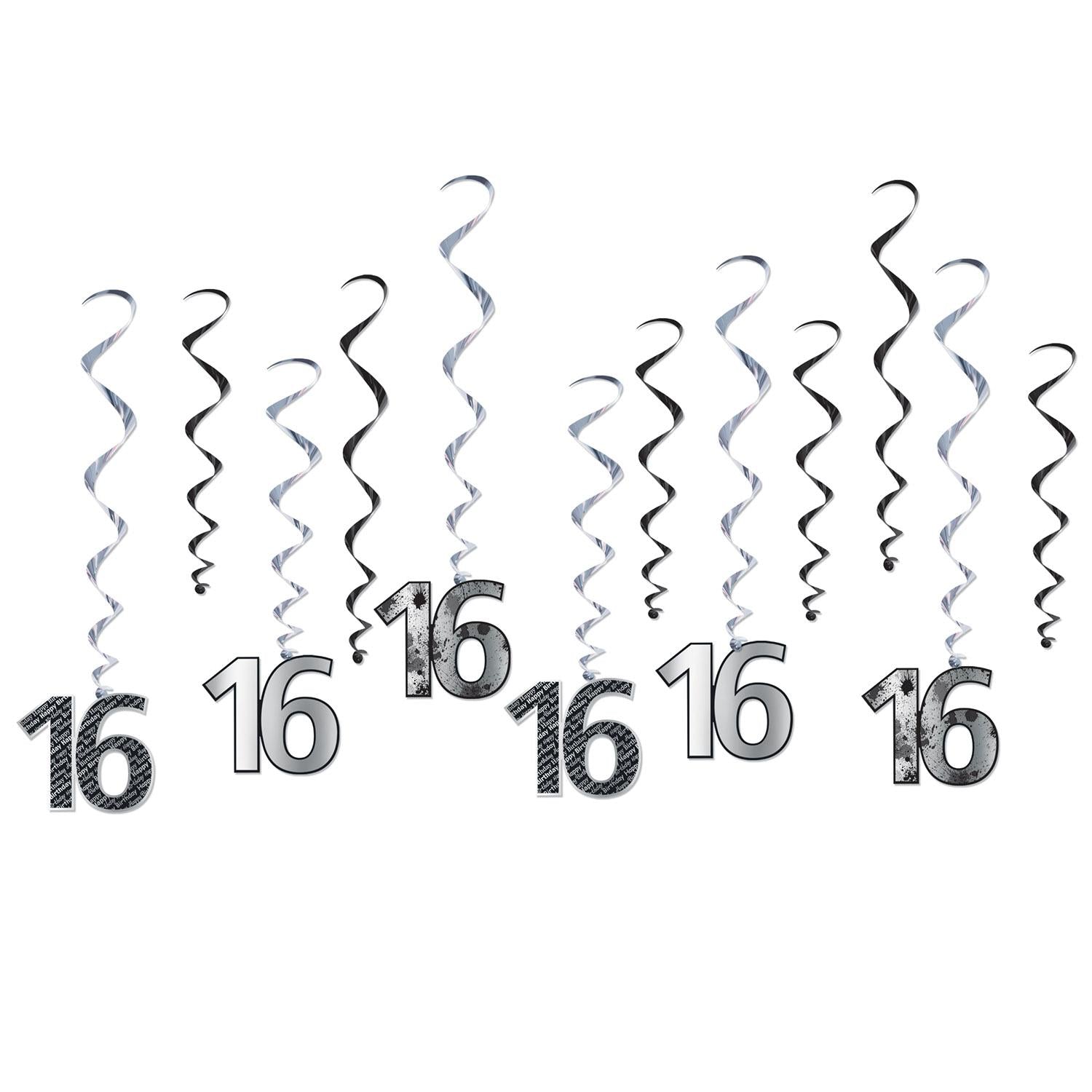 Beistle 16th Birthday Party Whirls (12/Pkg)