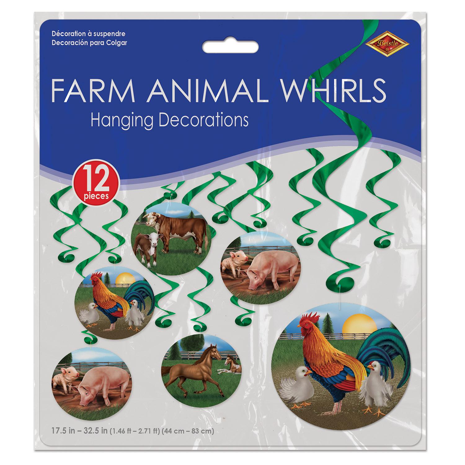 Beistle Farm Animal Party Whirls (12/Pkg)