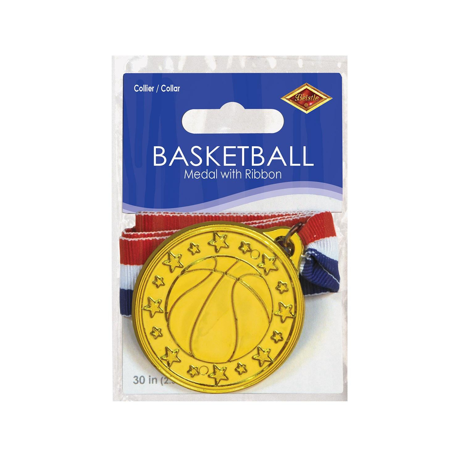 Beistle Basketball Medal with Ribbon