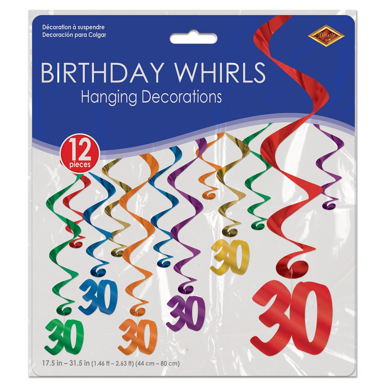 Beistle 30th Birthday Party Whirls (12/Pkg)