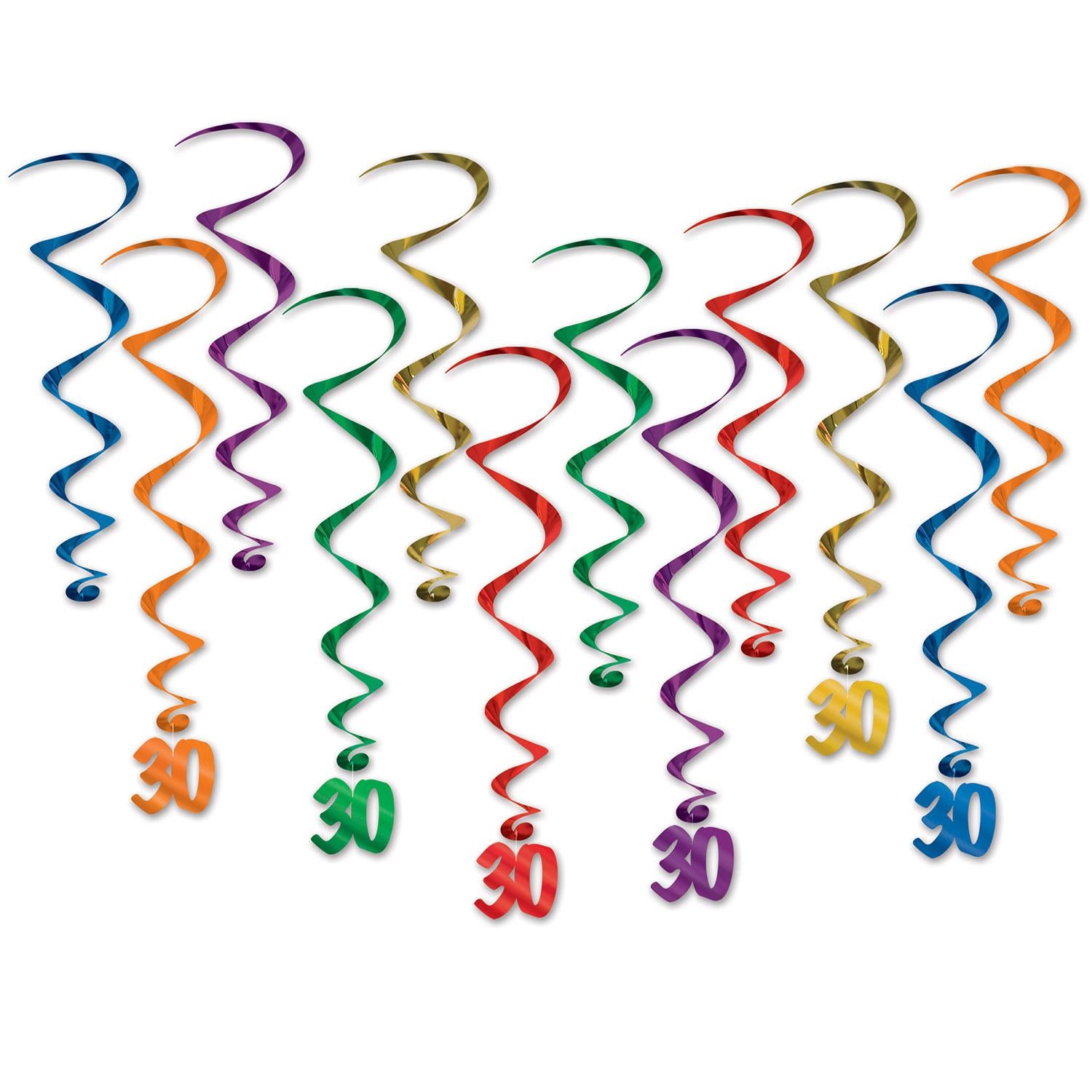 Beistle 30th Birthday Party Whirls (12/Pkg)