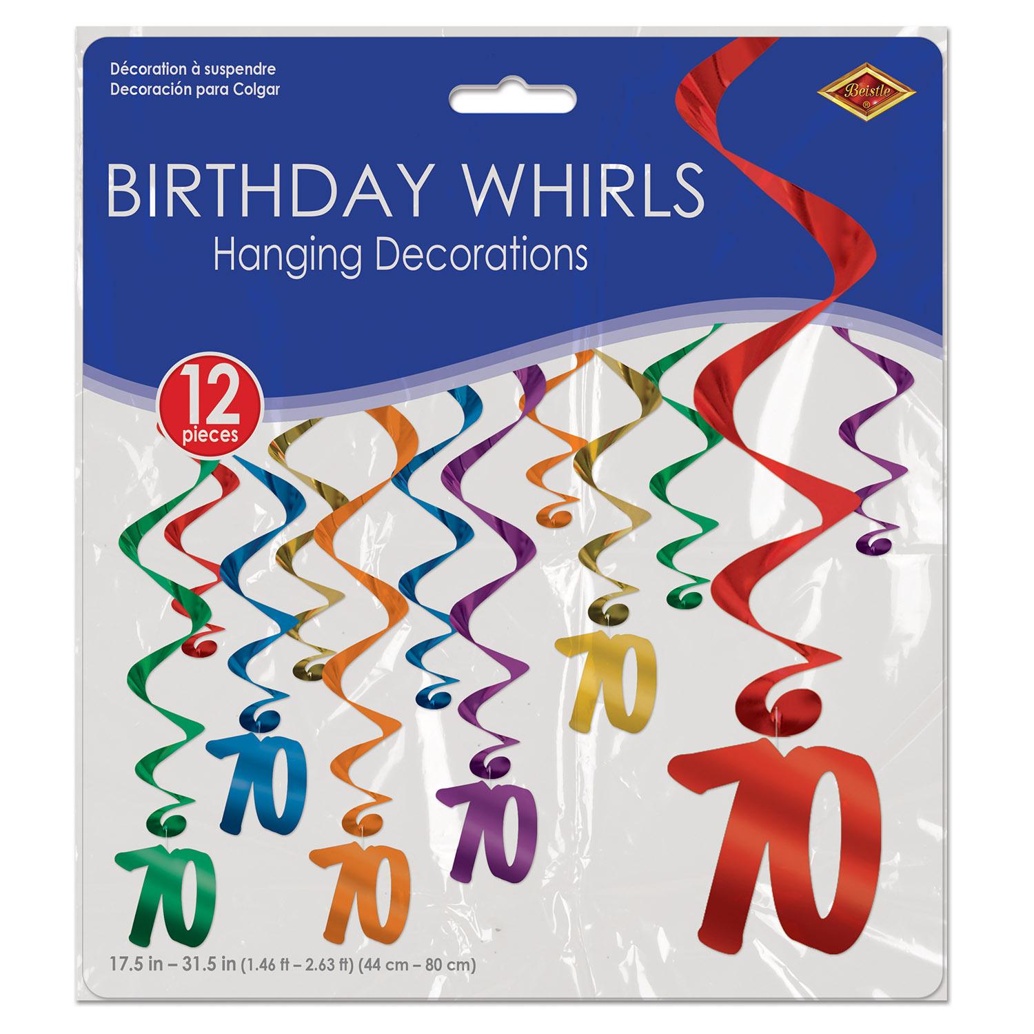 Beistle 70th Birthday Party Whirls (12/Pkg)