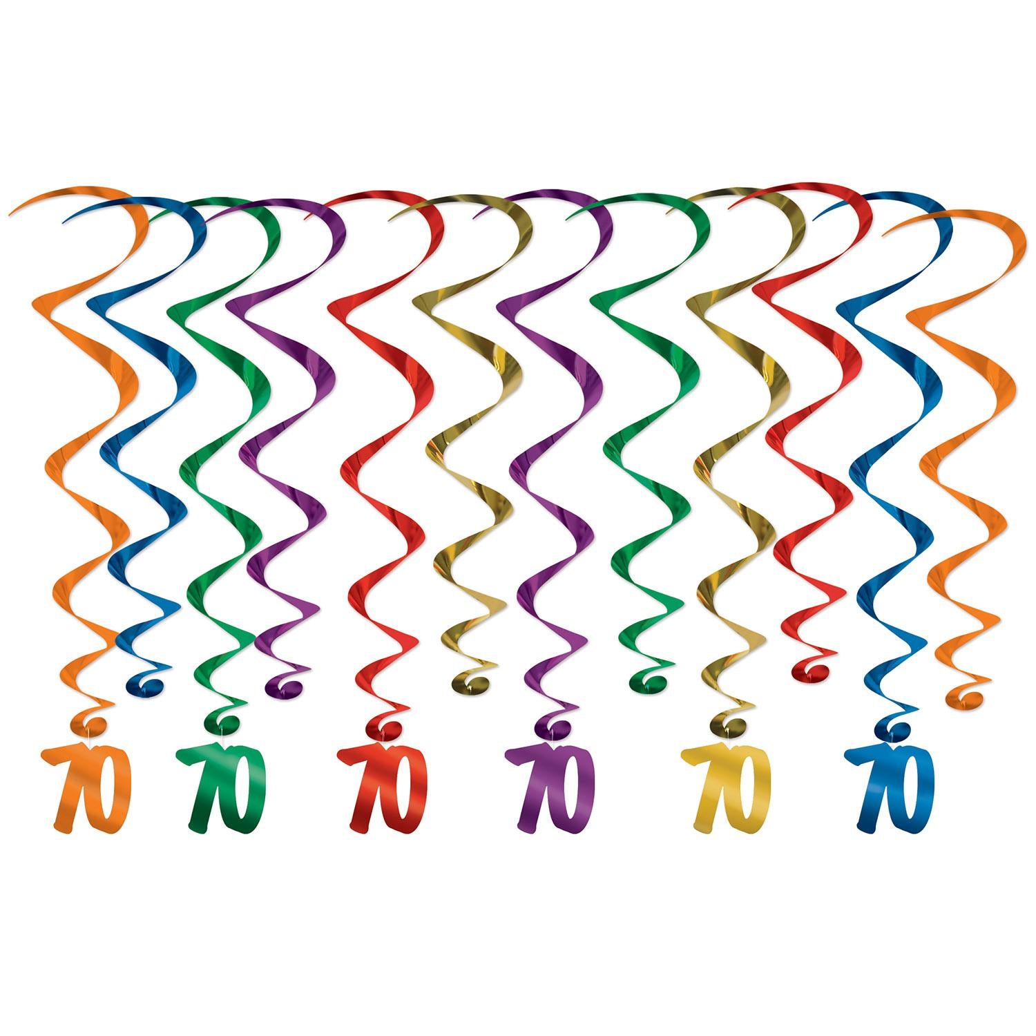 Beistle 70th Birthday Party Whirls (12/Pkg)