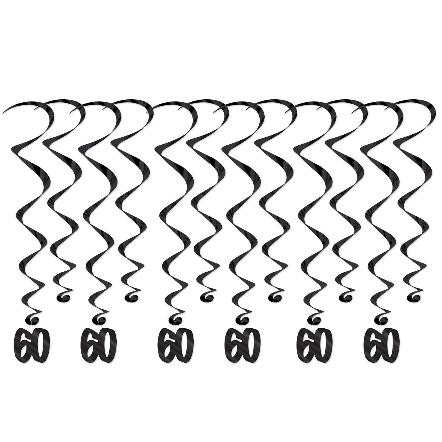 Beistle 60th Birthday Party Whirls- Black (12/Pkg)