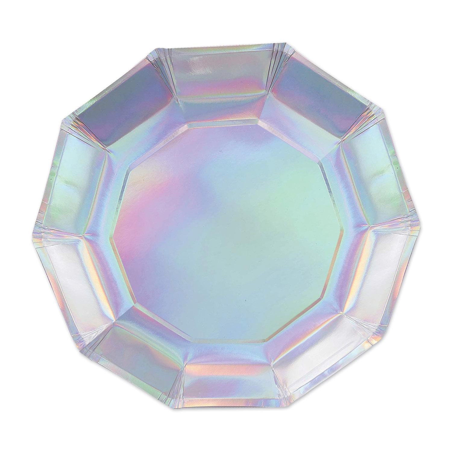 Beistle Iridescent Decagon Party Paper Plates 7 inch, 8/Pkg