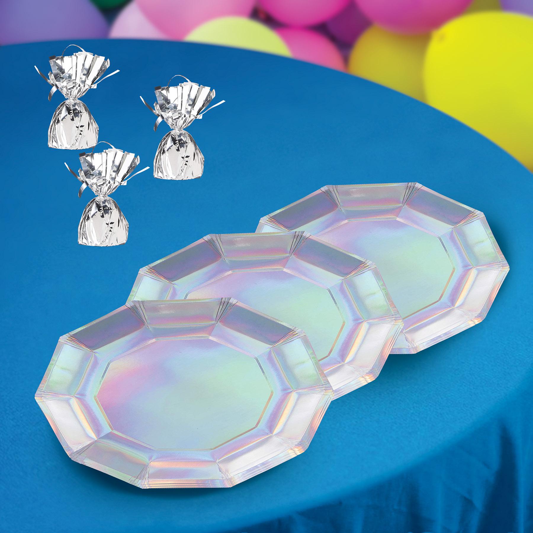 Beistle Iridescent Decagon Party Paper Plates 9 inch, 8/Pkg