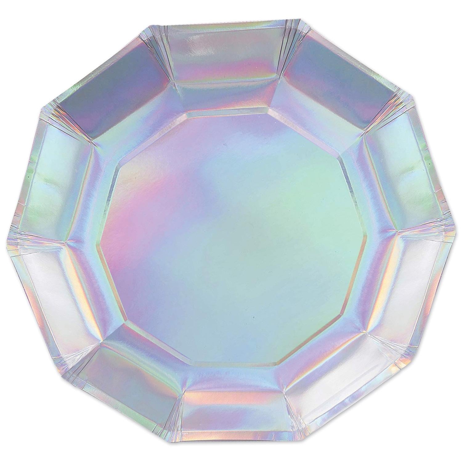 Beistle Iridescent Decagon Party Paper Plates 9 inch, 8/Pkg