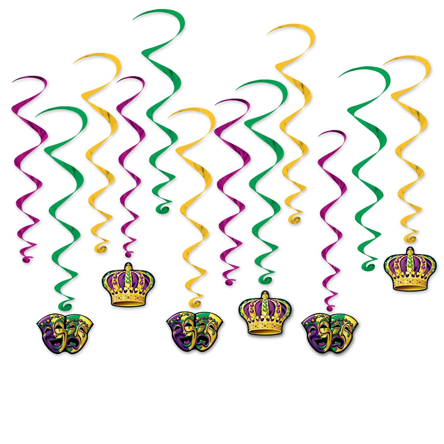 Beistle Mardi Gras Whirls (12/Pkg)