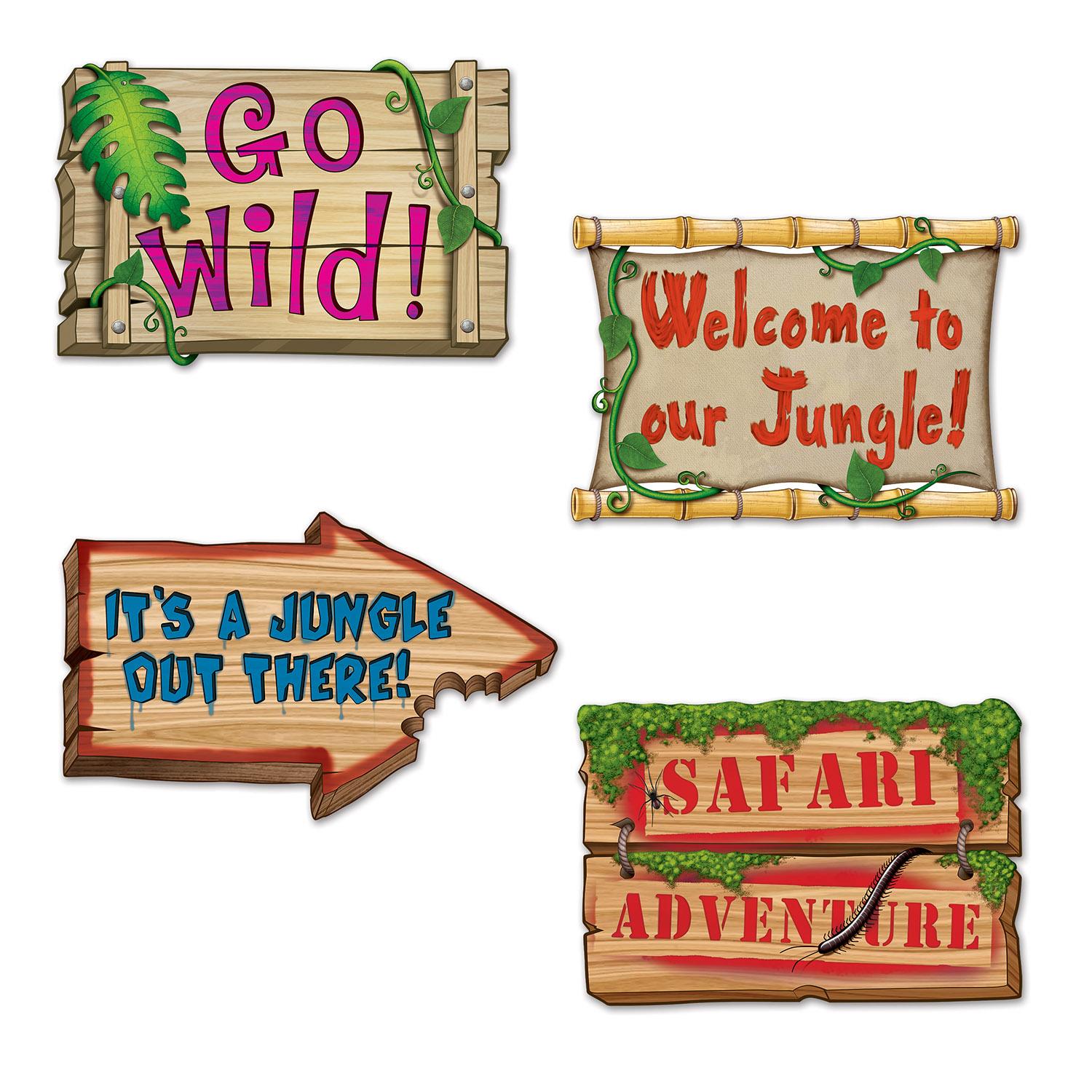 Beistle Jungle Party Sign Cutouts (4/Pkg)