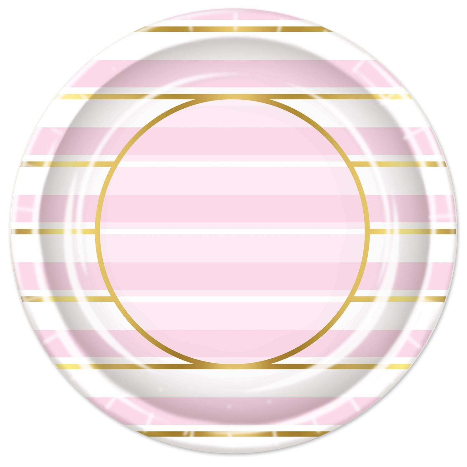 Beistle Pink Striped Paper Plates 9 inch, 8/Pkg