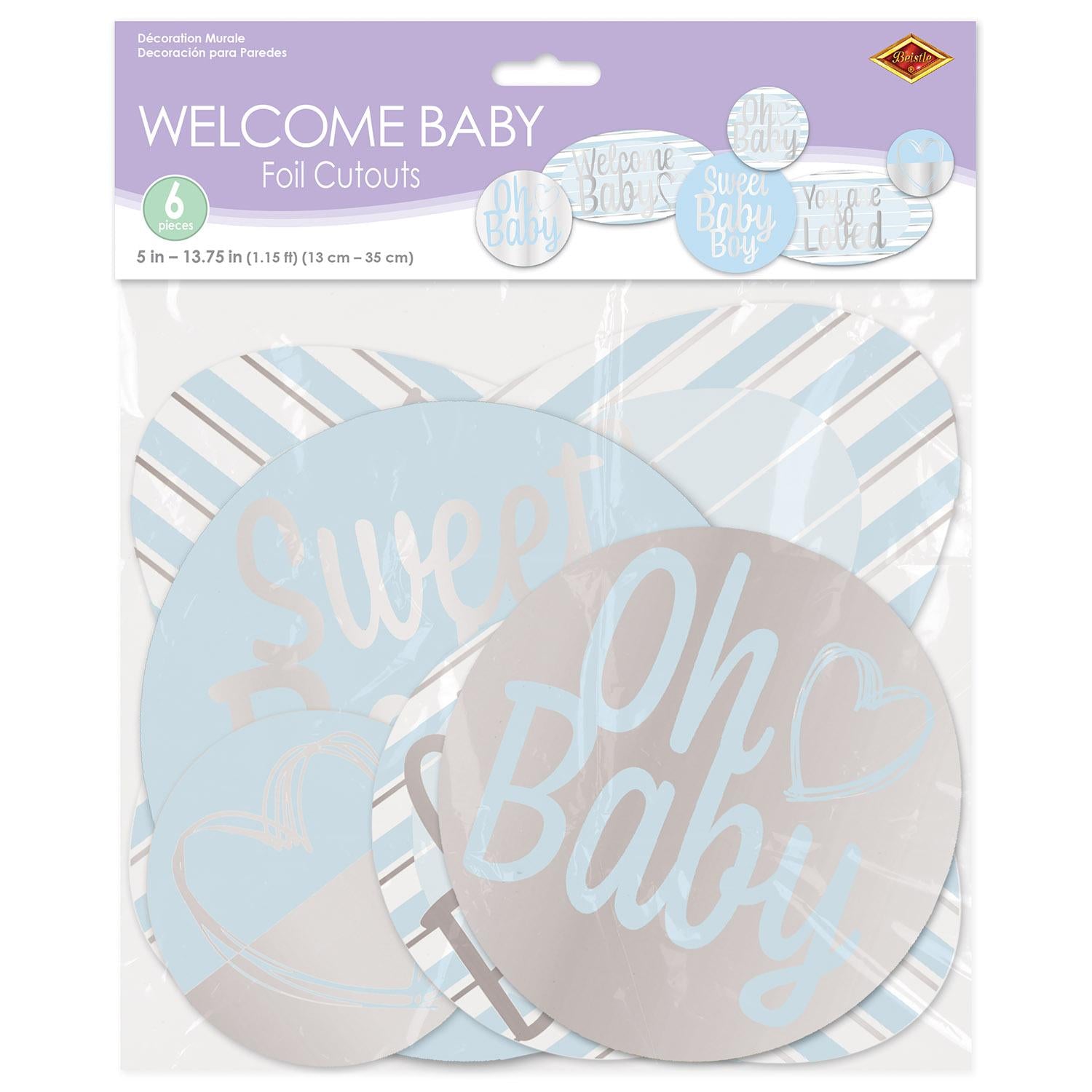 Beistle Foil Welcome Baby Cutouts - Boy (6/Pkg)