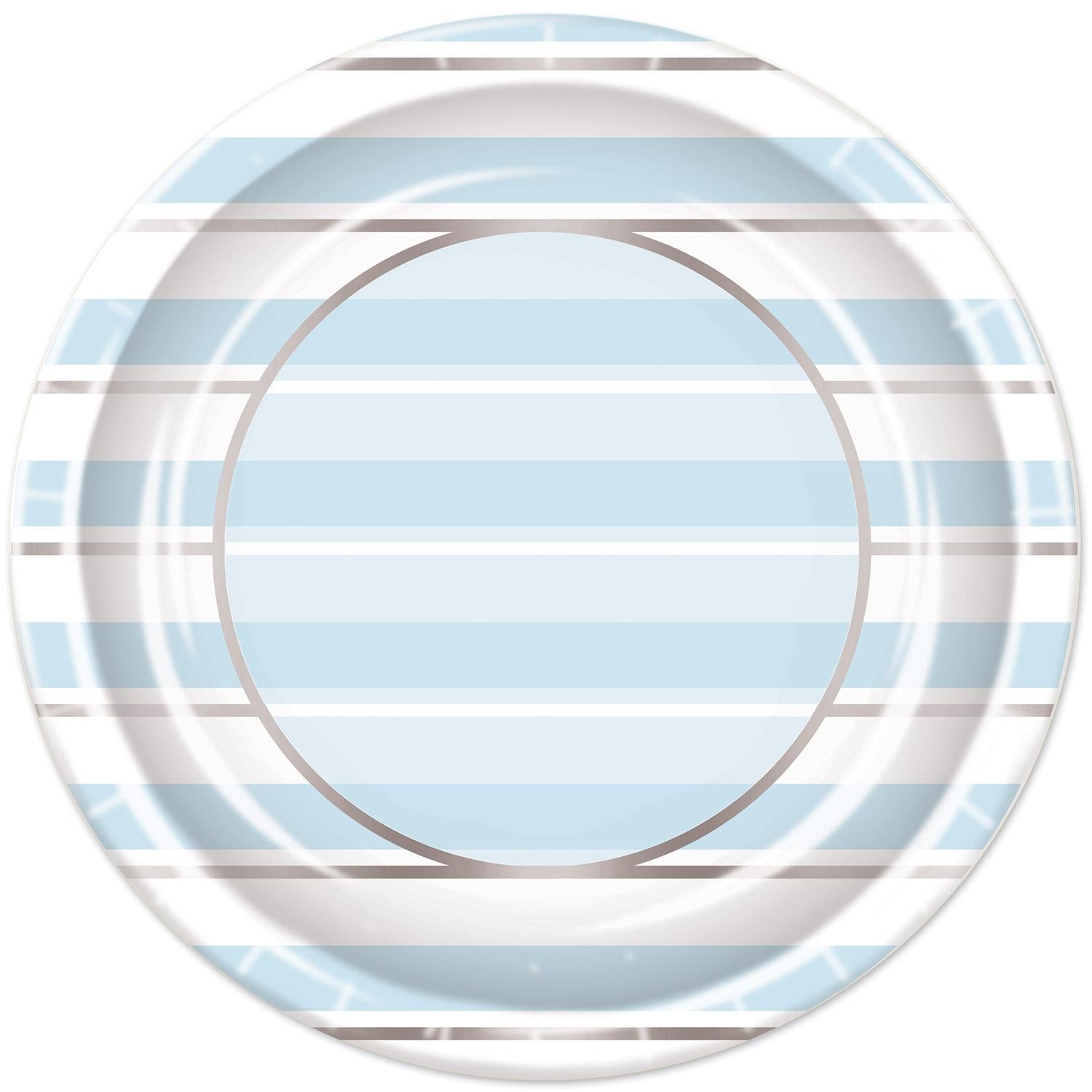 Beistle Blue Striped Paper Plates 9 inch, 8/Pkg