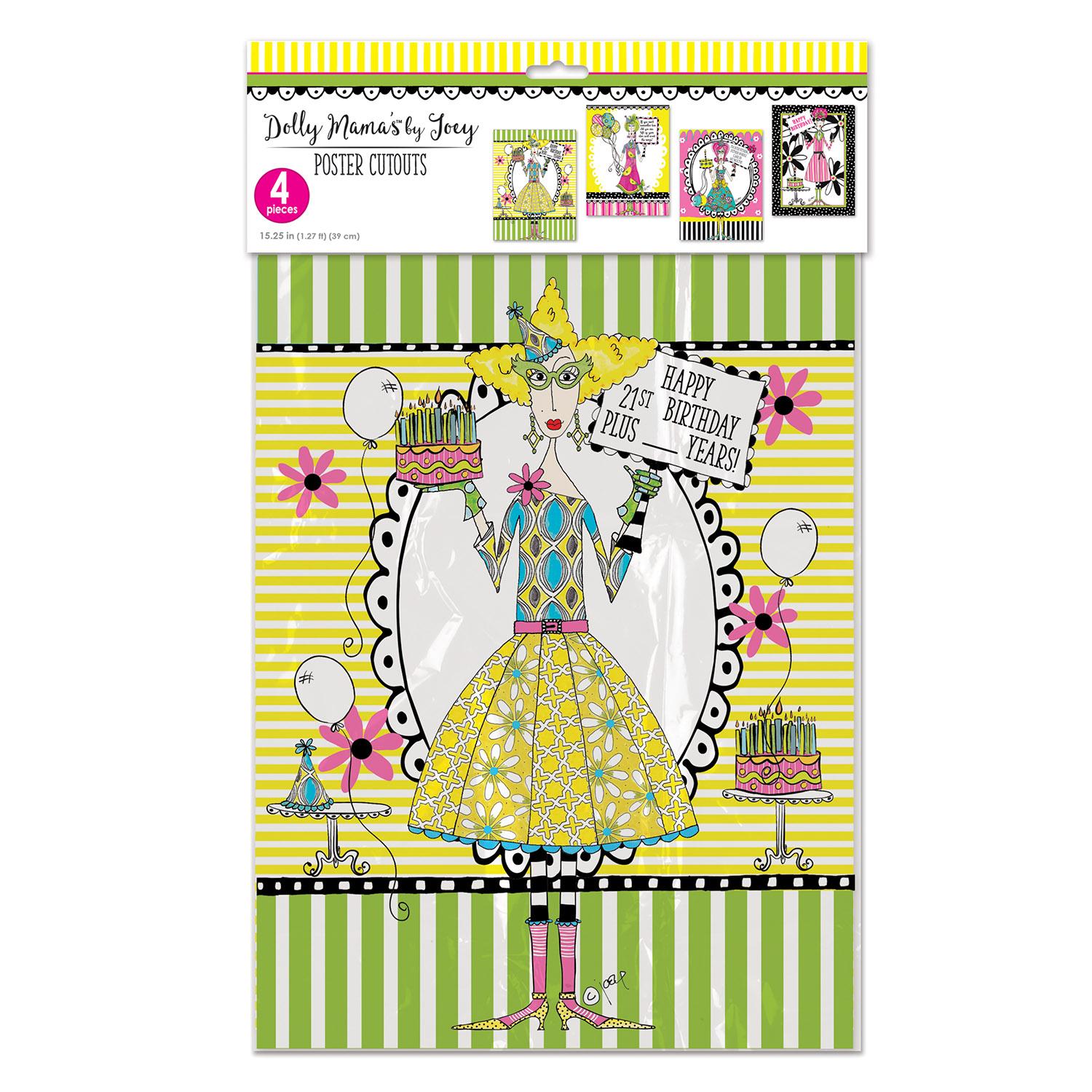 Dolly Mama's Adult Celebration Party Poster Cutouts (4/Pkg)