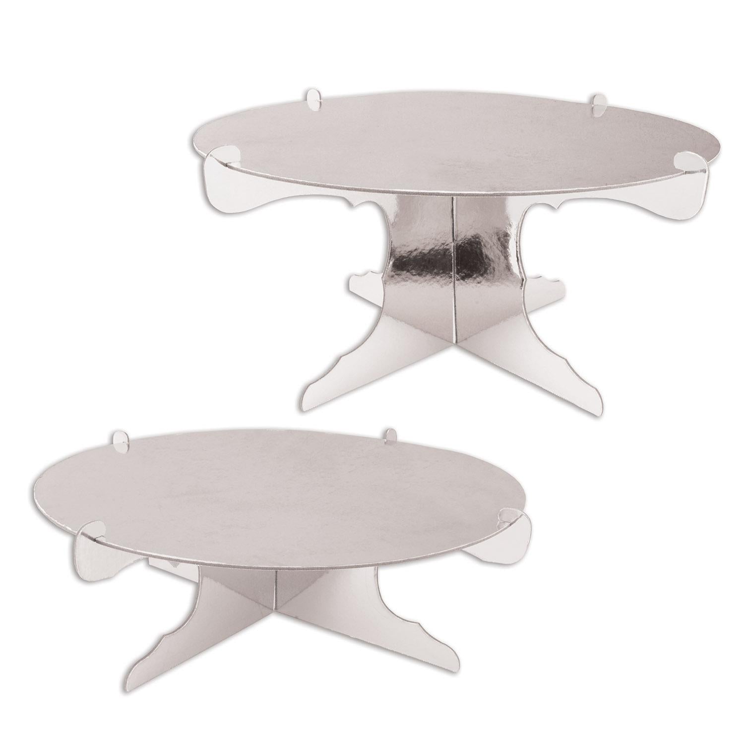 Beistle Metallic Party Cake Stands - Silver (2/Pkg)