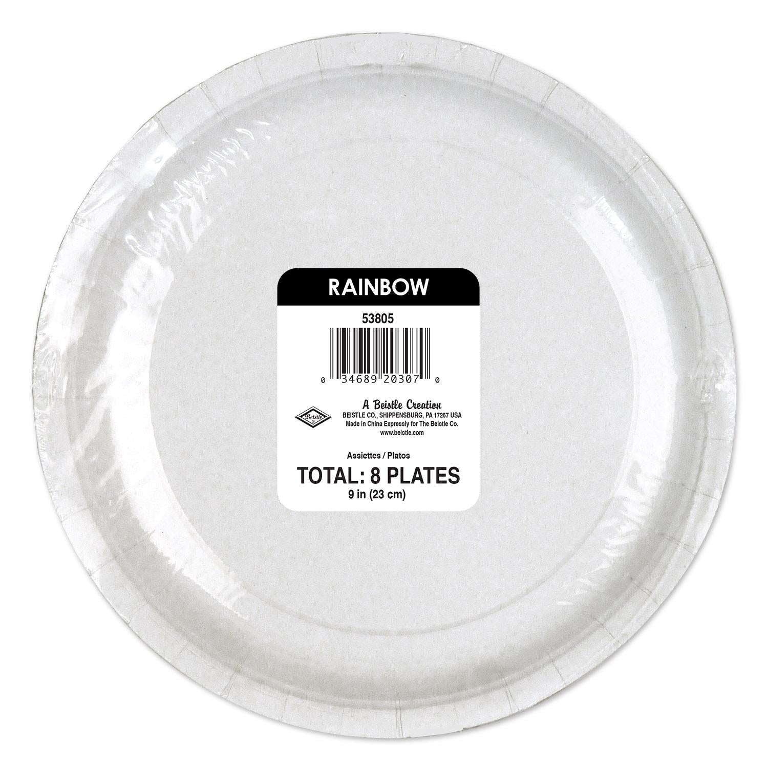 Beistle Rainbow Paper Plates 9 inch, 8/Pkg